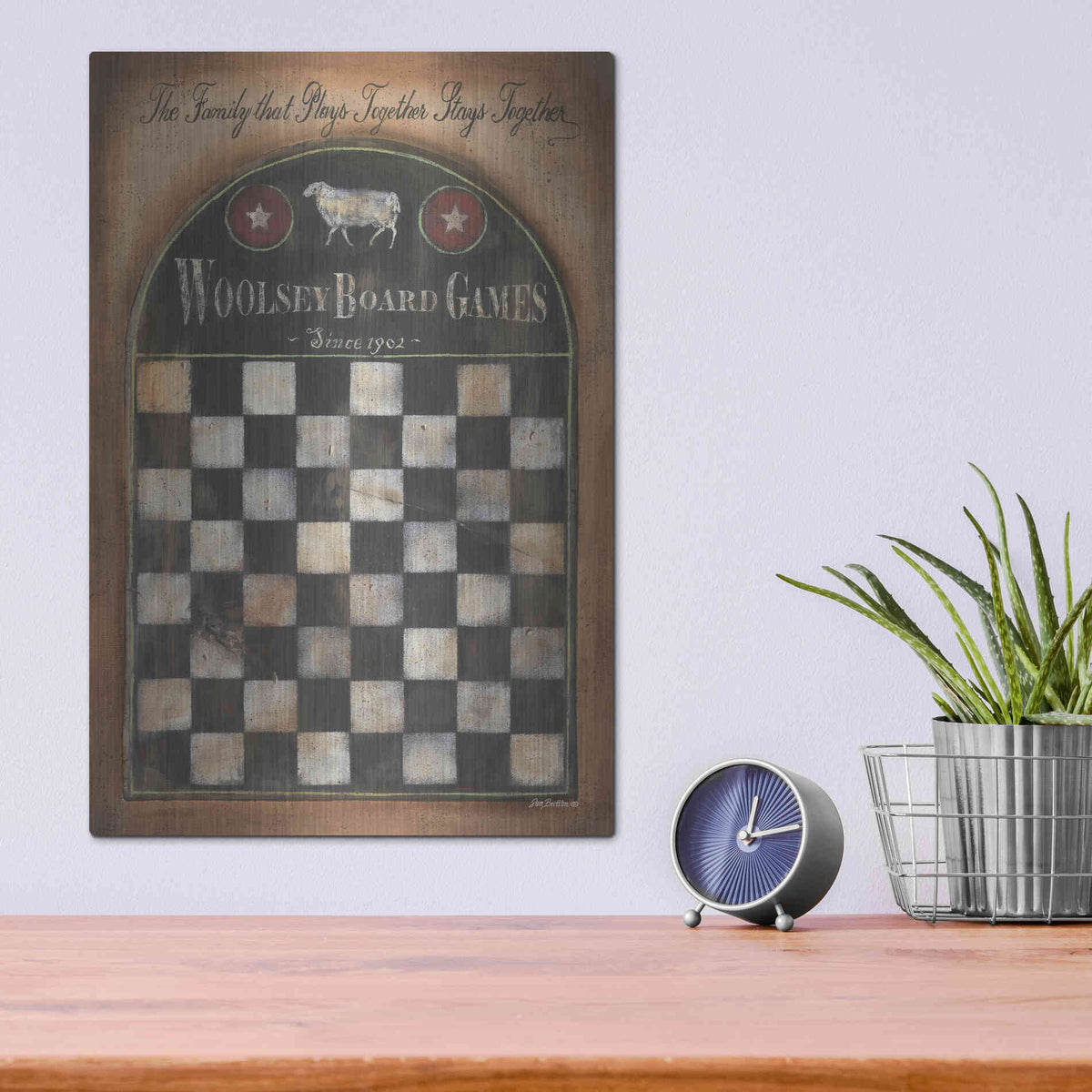 Luxe Metal Art 'Woolsey Board Games' by Pam Britton, Metal Wall Art,12x16