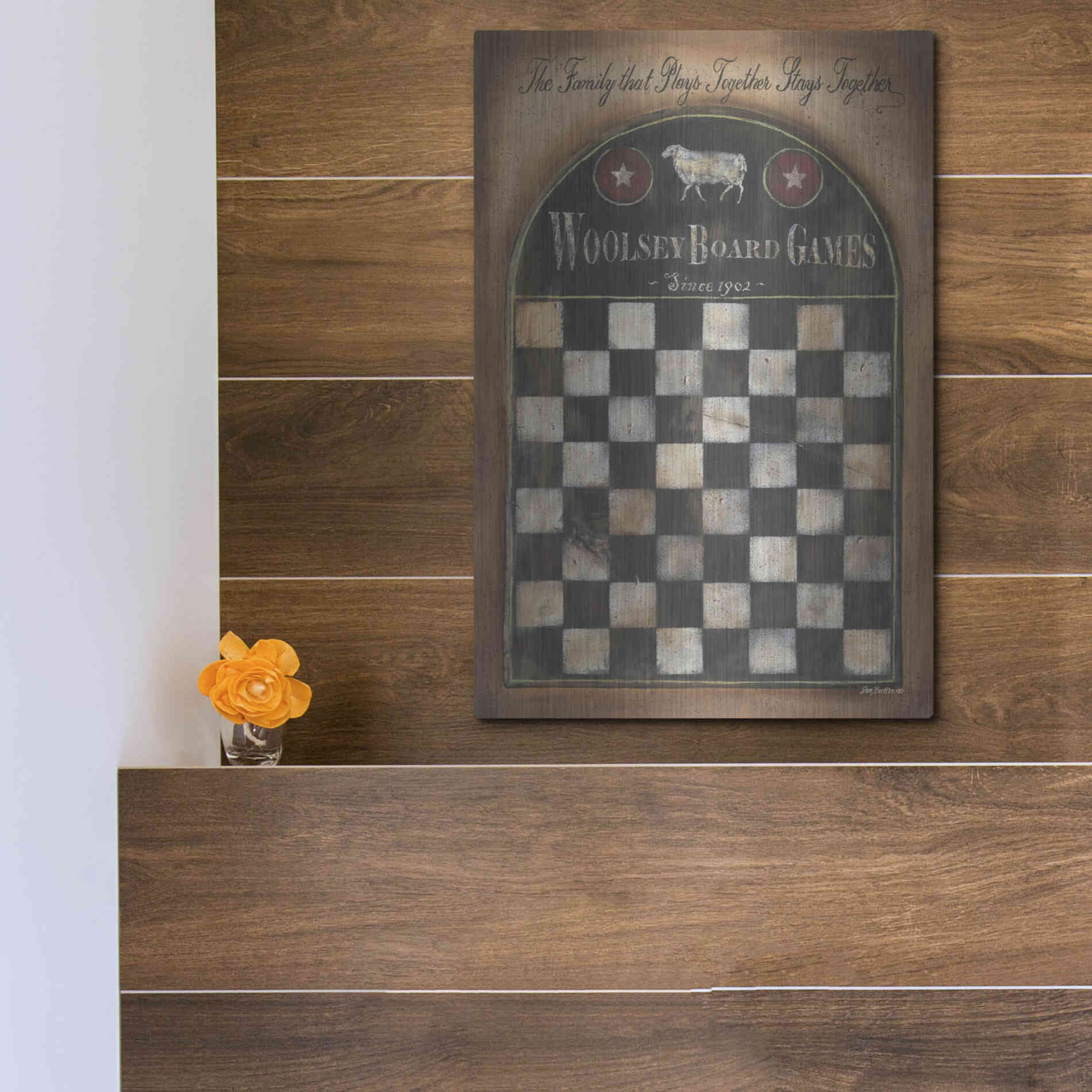 Luxe Metal Art 'Woolsey Board Games' by Pam Britton, Metal Wall Art,12x16