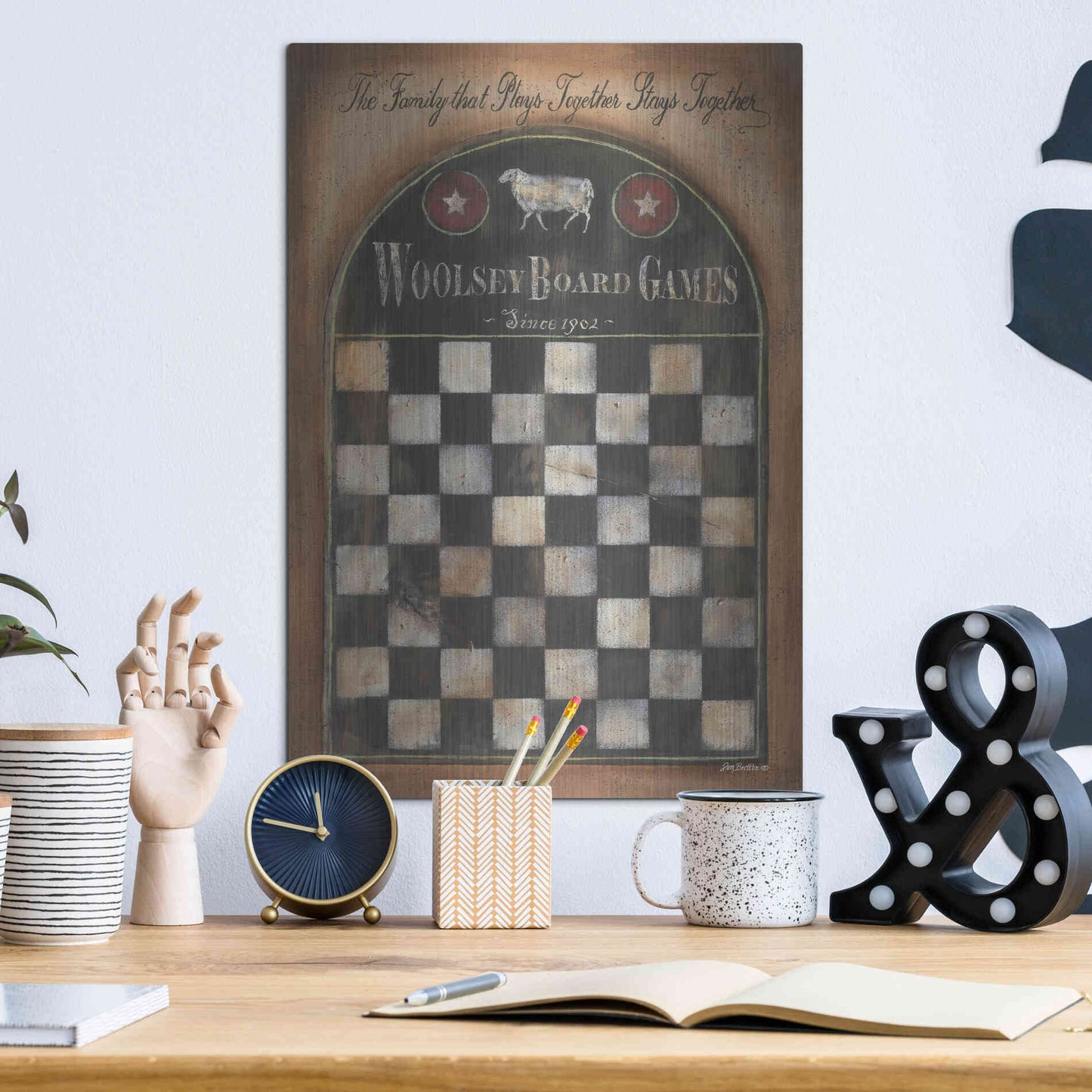 Luxe Metal Art 'Woolsey Board Games' by Pam Britton, Metal Wall Art,12x16