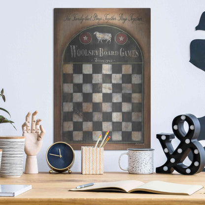 Luxe Metal Art 'Woolsey Board Games' by Pam Britton, Metal Wall Art,12x16
