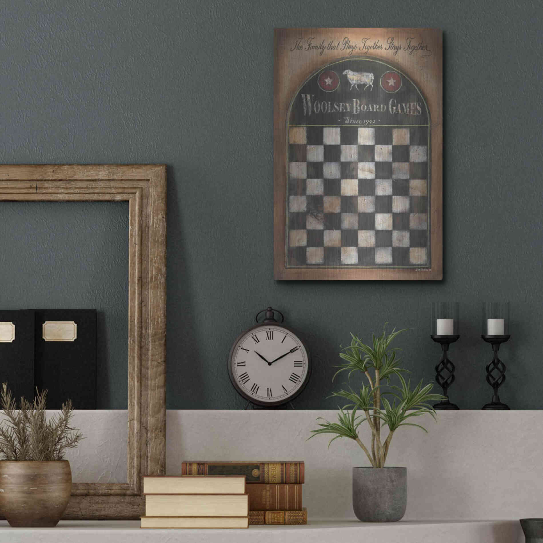 Luxe Metal Art 'Woolsey Board Games' by Pam Britton, Metal Wall Art,12x16