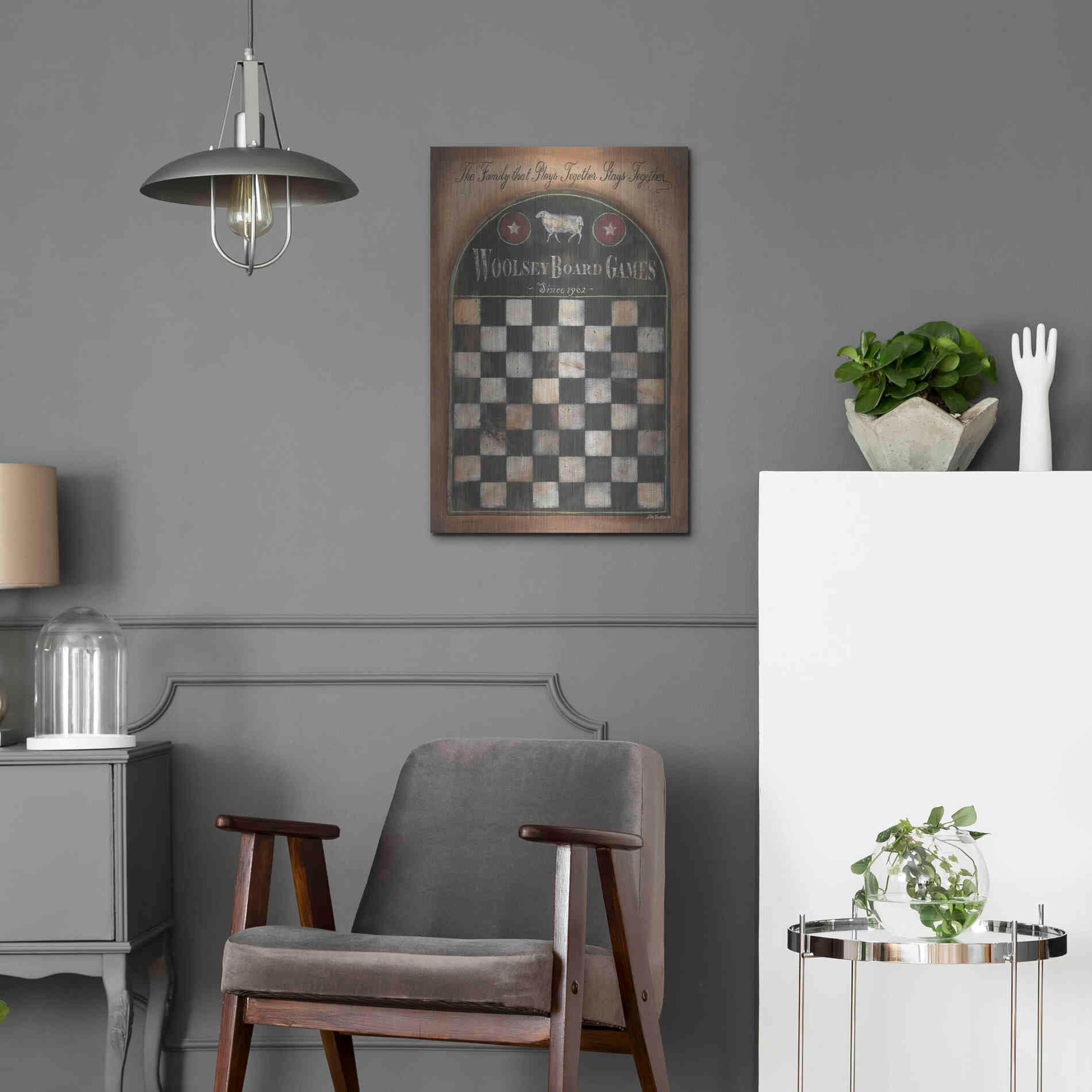 Luxe Metal Art 'Woolsey Board Games' by Pam Britton, Metal Wall Art,16x24