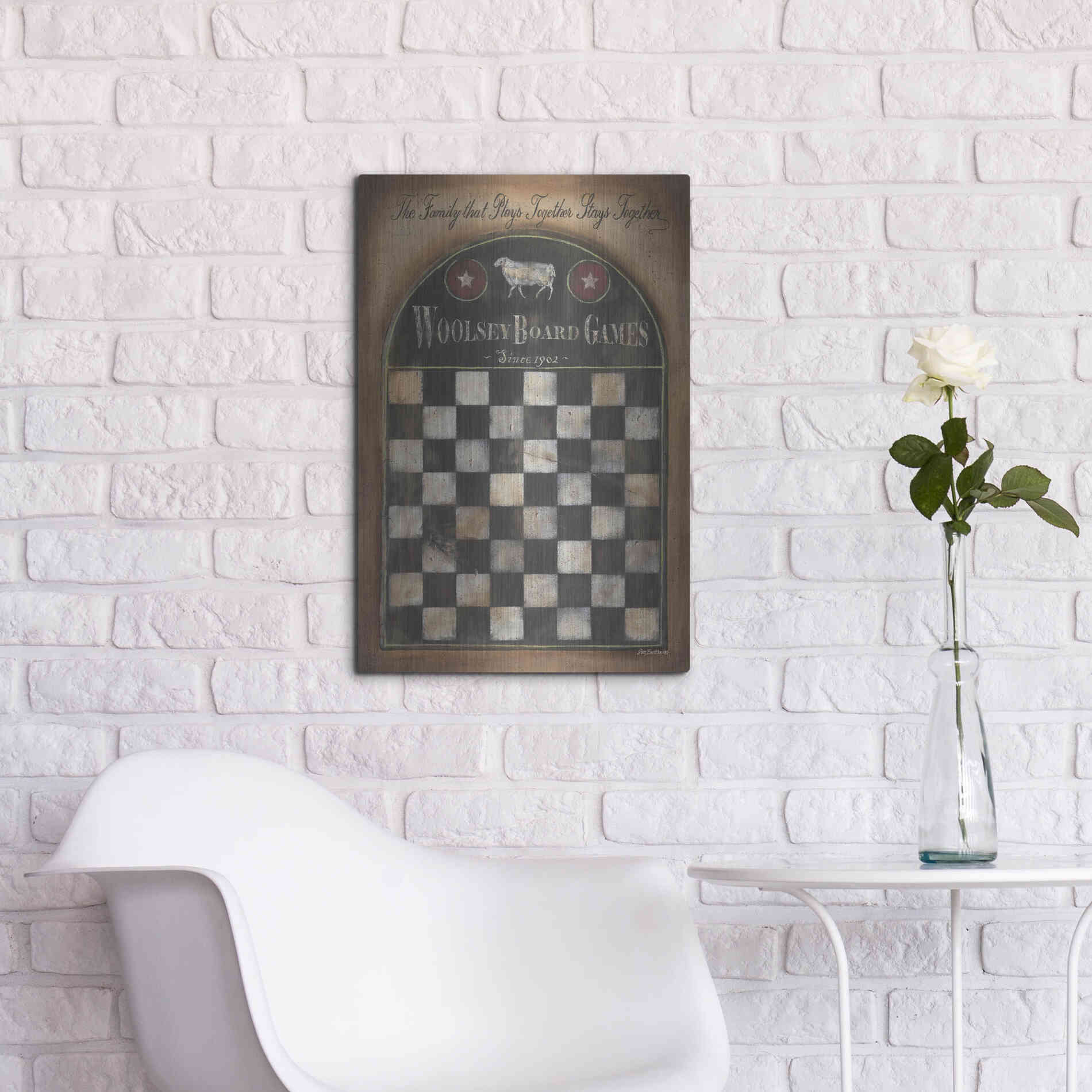 Luxe Metal Art 'Woolsey Board Games' by Pam Britton, Metal Wall Art,16x24