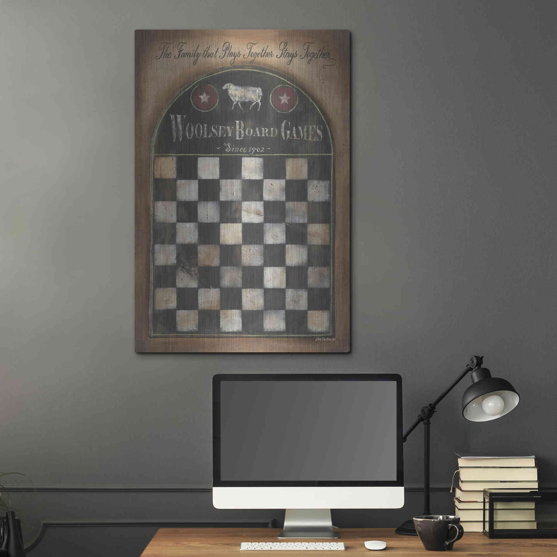 Luxe Metal Art 'Woolsey Board Games' by Pam Britton, Metal Wall Art,24x36