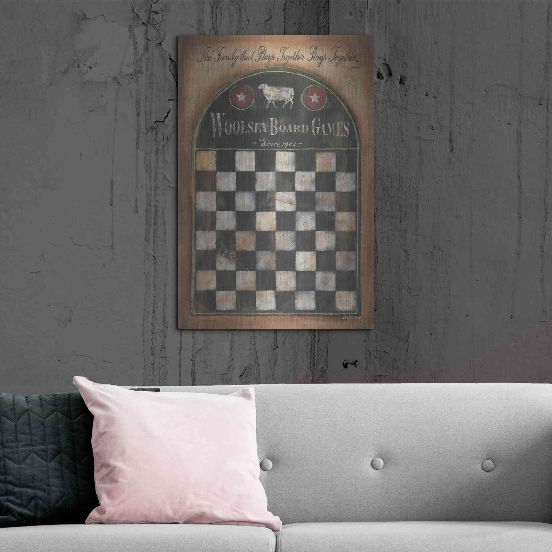 Luxe Metal Art 'Woolsey Board Games' by Pam Britton, Metal Wall Art,24x36