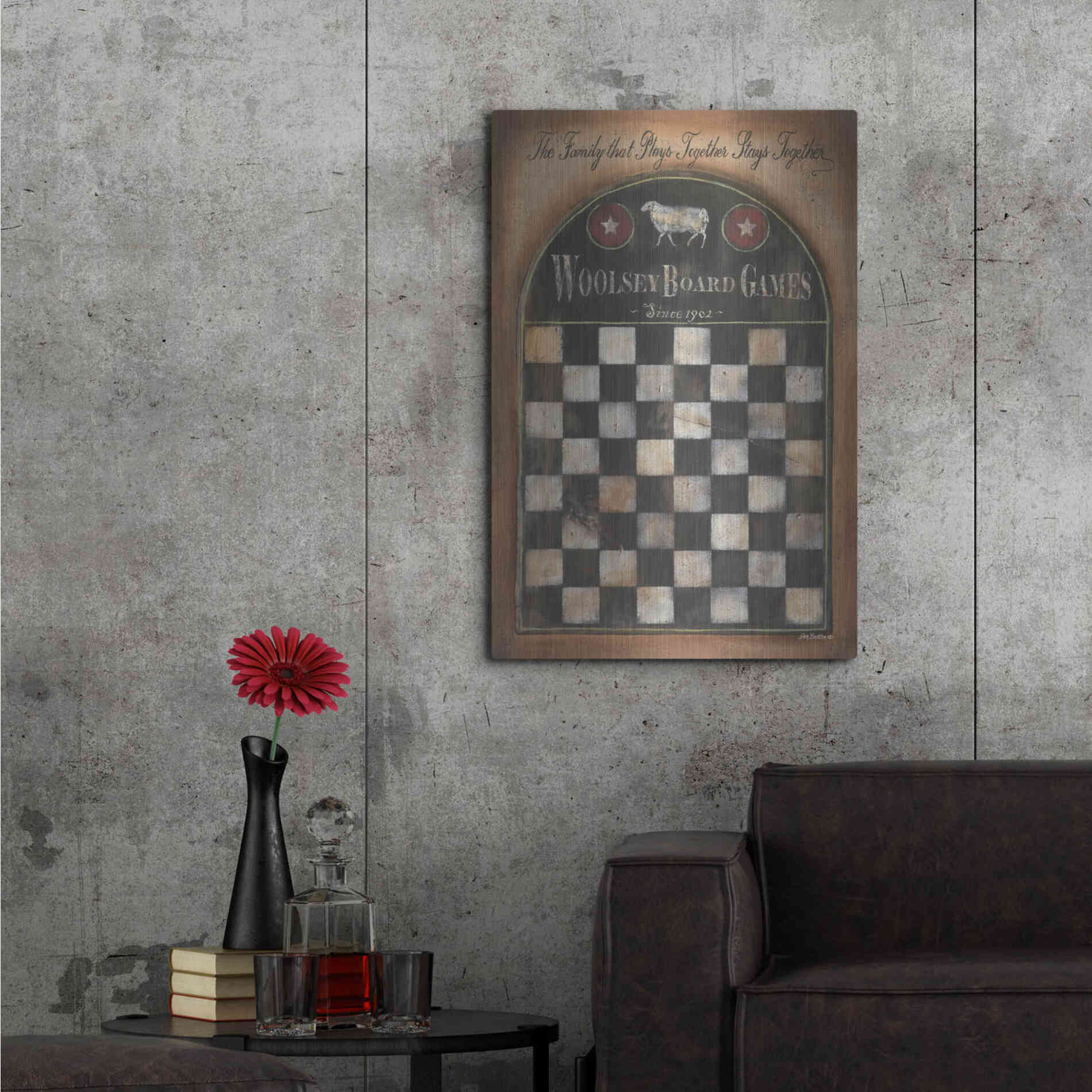 Luxe Metal Art 'Woolsey Board Games' by Pam Britton, Metal Wall Art,24x36