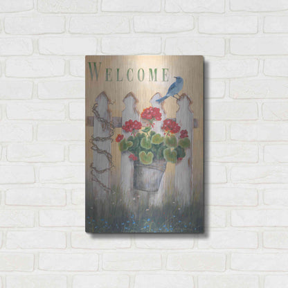 Luxe Metal Art 'Geraniums & Pickets' by Pam Britton, Metal Wall Art,16x24