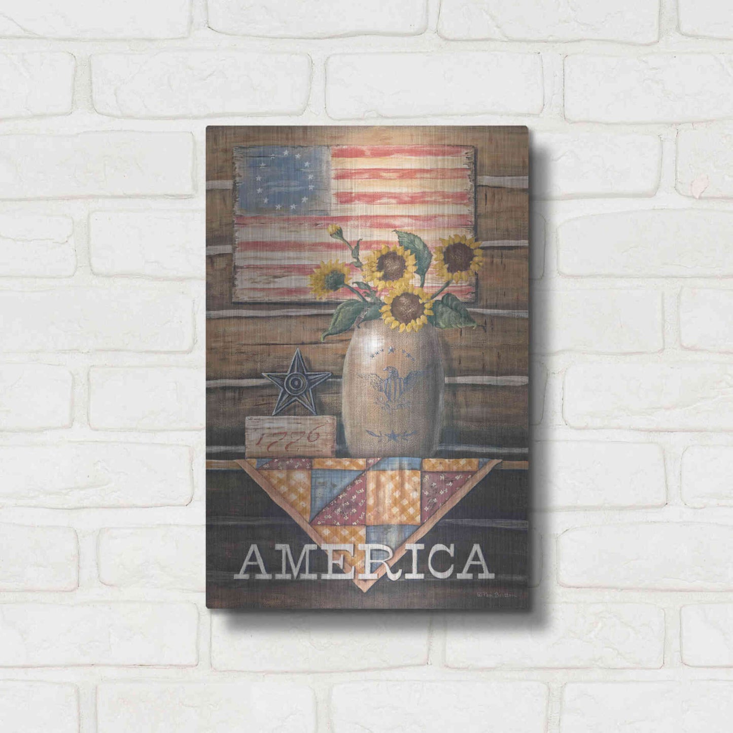 Luxe Metal Art 'Rustic America' by Pam Britton, Metal Wall Art,12x16