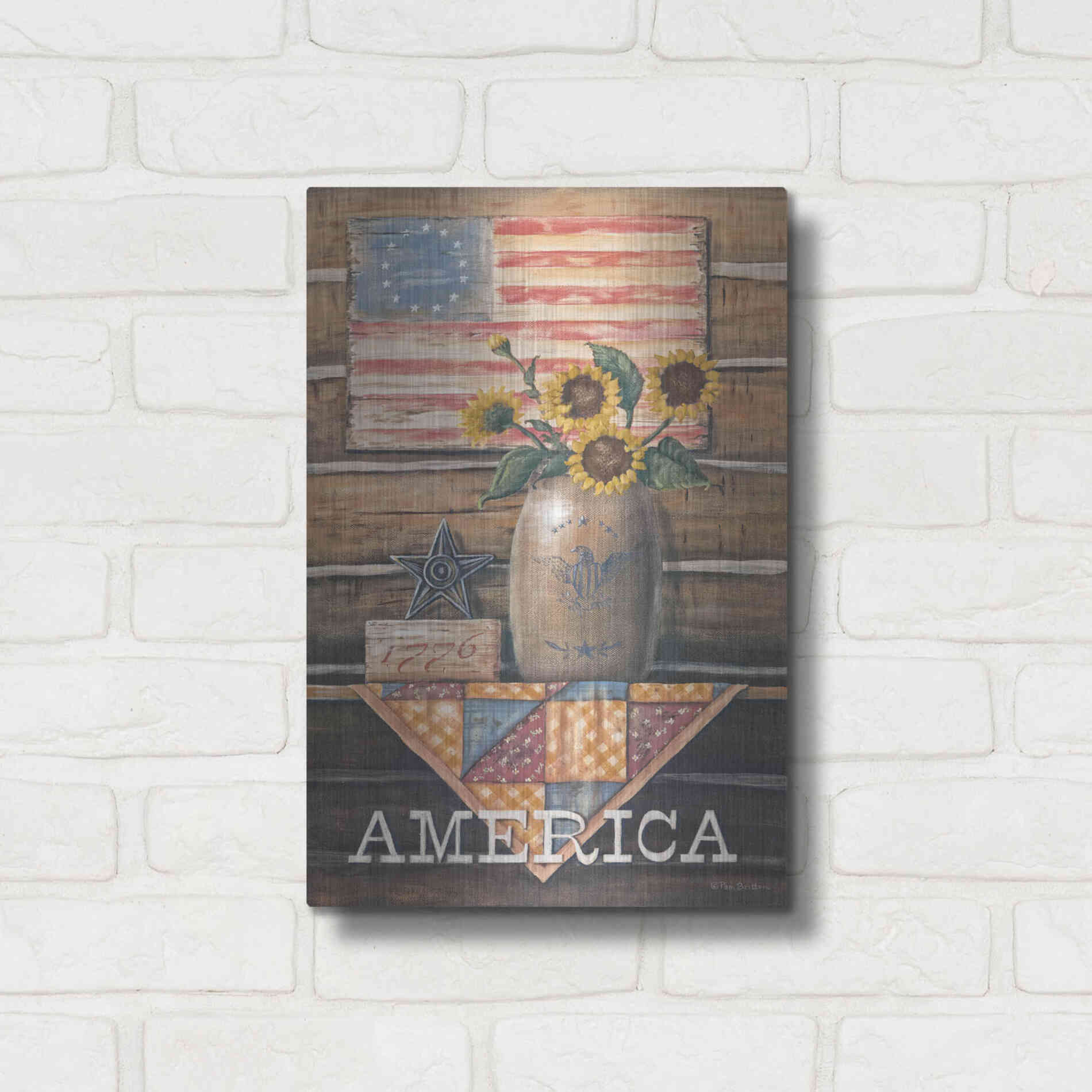 Luxe Metal Art 'Rustic America' by Pam Britton, Metal Wall Art,12x16