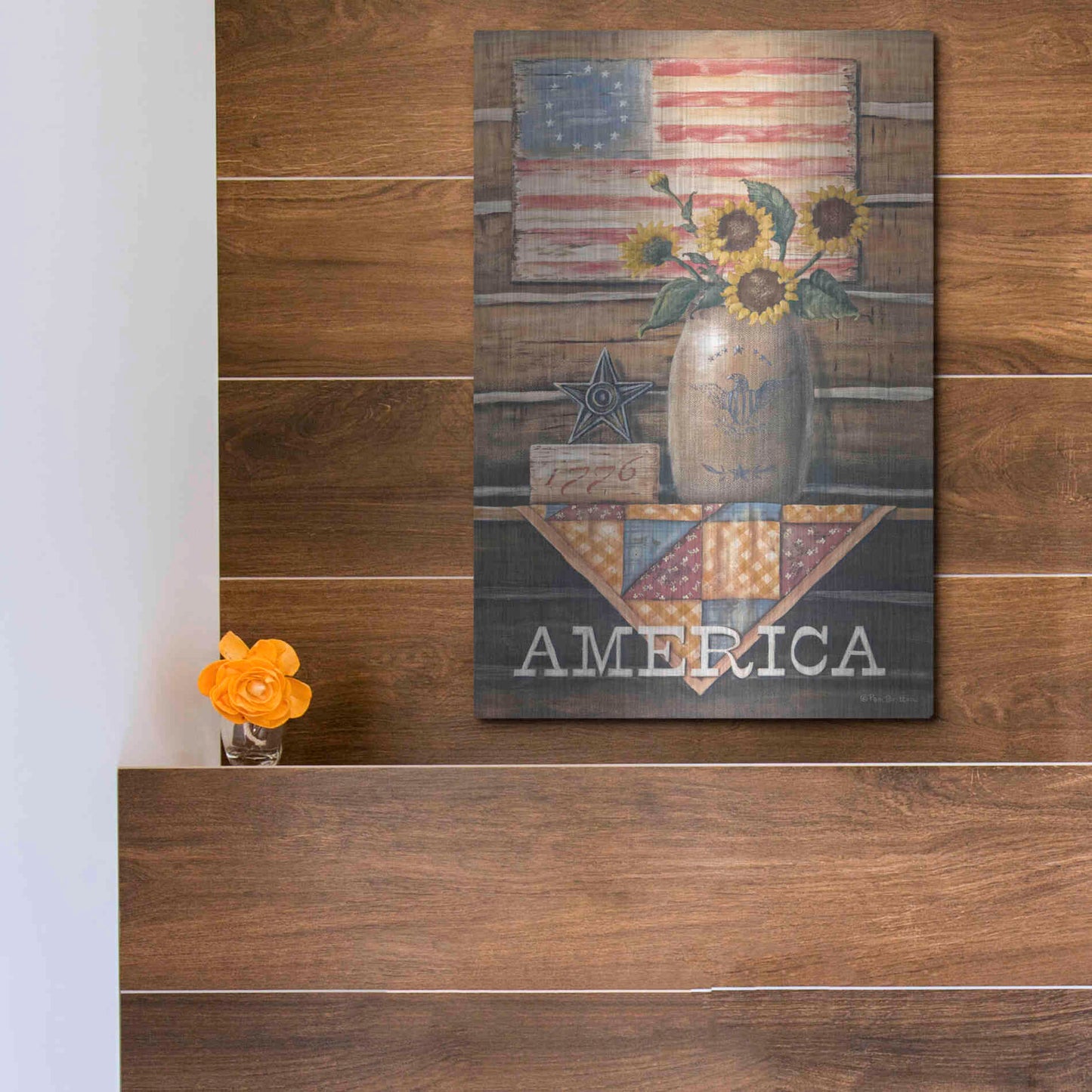 Luxe Metal Art 'Rustic America' by Pam Britton, Metal Wall Art,12x16