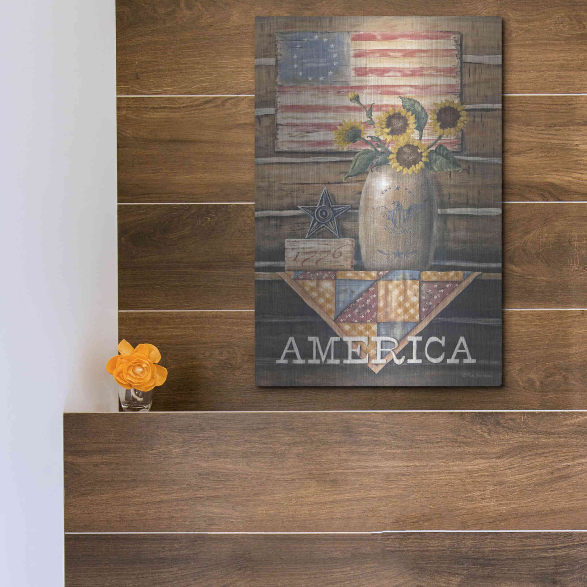 Luxe Metal Art 'Rustic America' by Pam Britton, Metal Wall Art,12x16