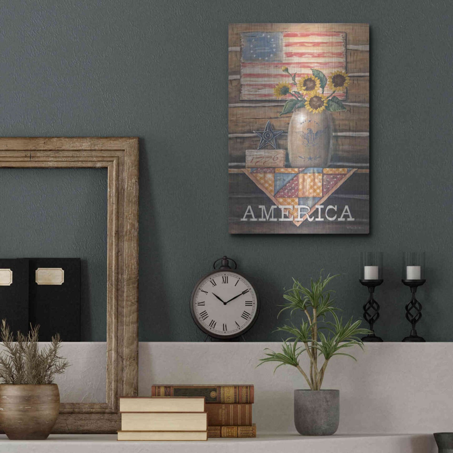 Luxe Metal Art 'Rustic America' by Pam Britton, Metal Wall Art,12x16
