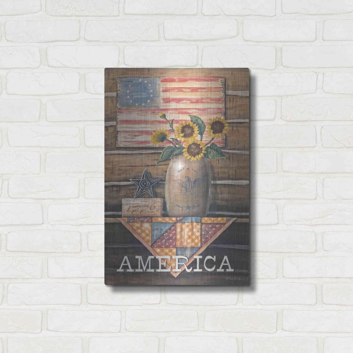 Luxe Metal Art 'Rustic America' by Pam Britton, Metal Wall Art,16x24
