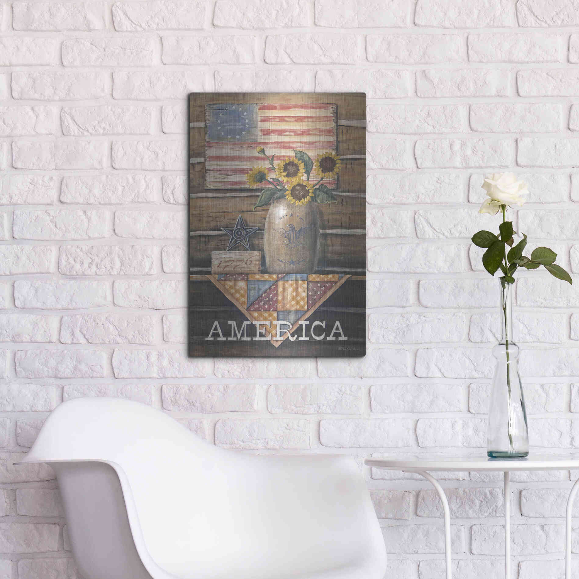 Luxe Metal Art 'Rustic America' by Pam Britton, Metal Wall Art,16x24