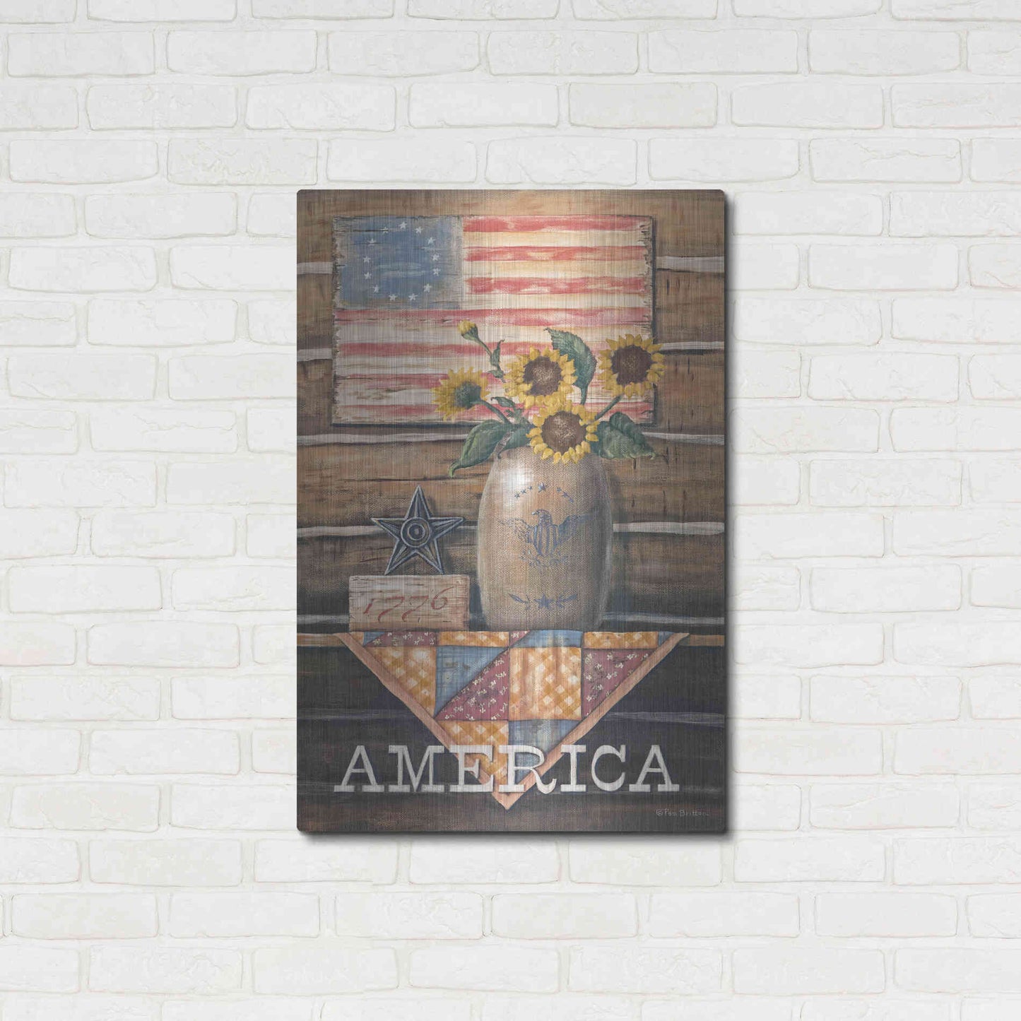 Luxe Metal Art 'Rustic America' by Pam Britton, Metal Wall Art,24x36