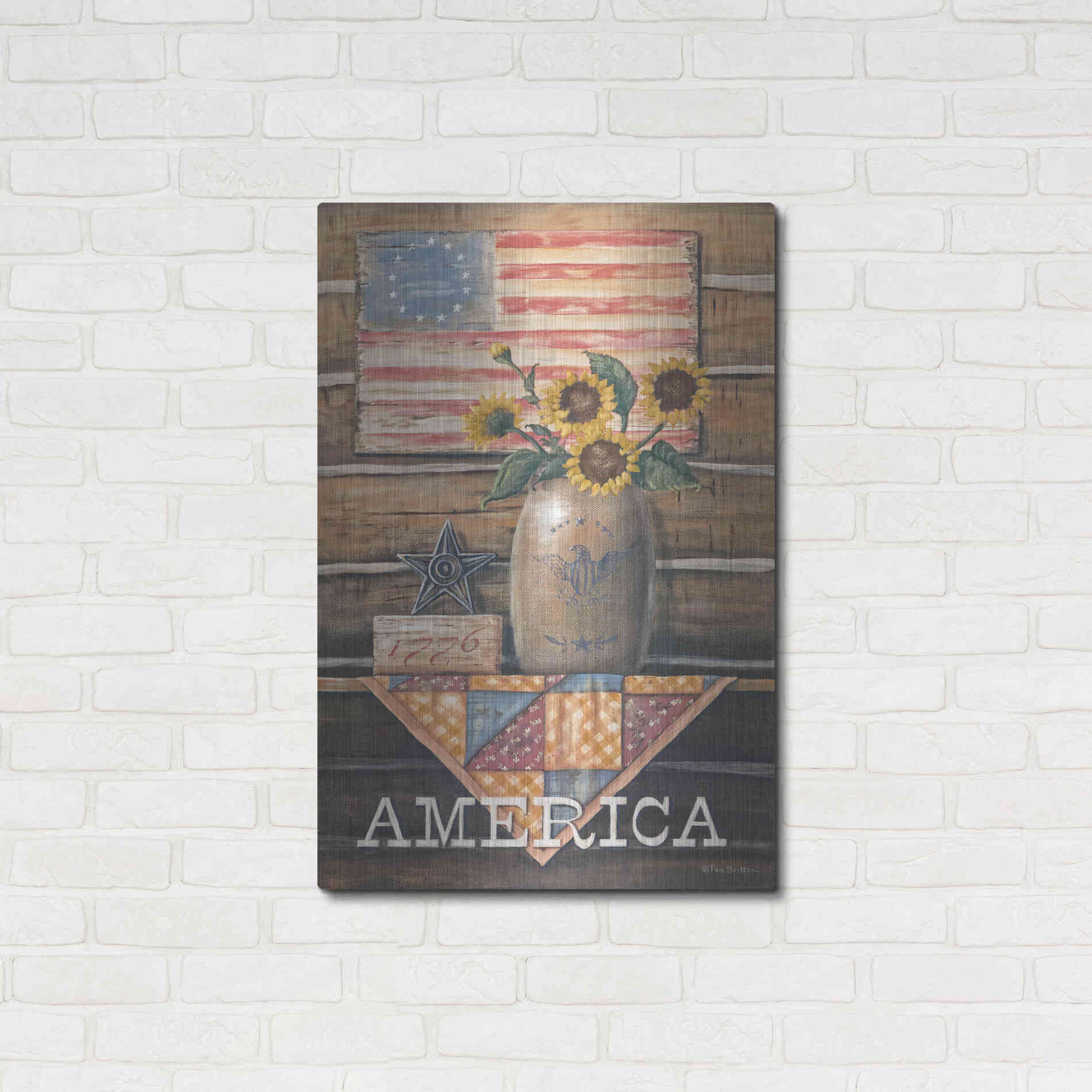 Luxe Metal Art 'Rustic America' by Pam Britton, Metal Wall Art,24x36