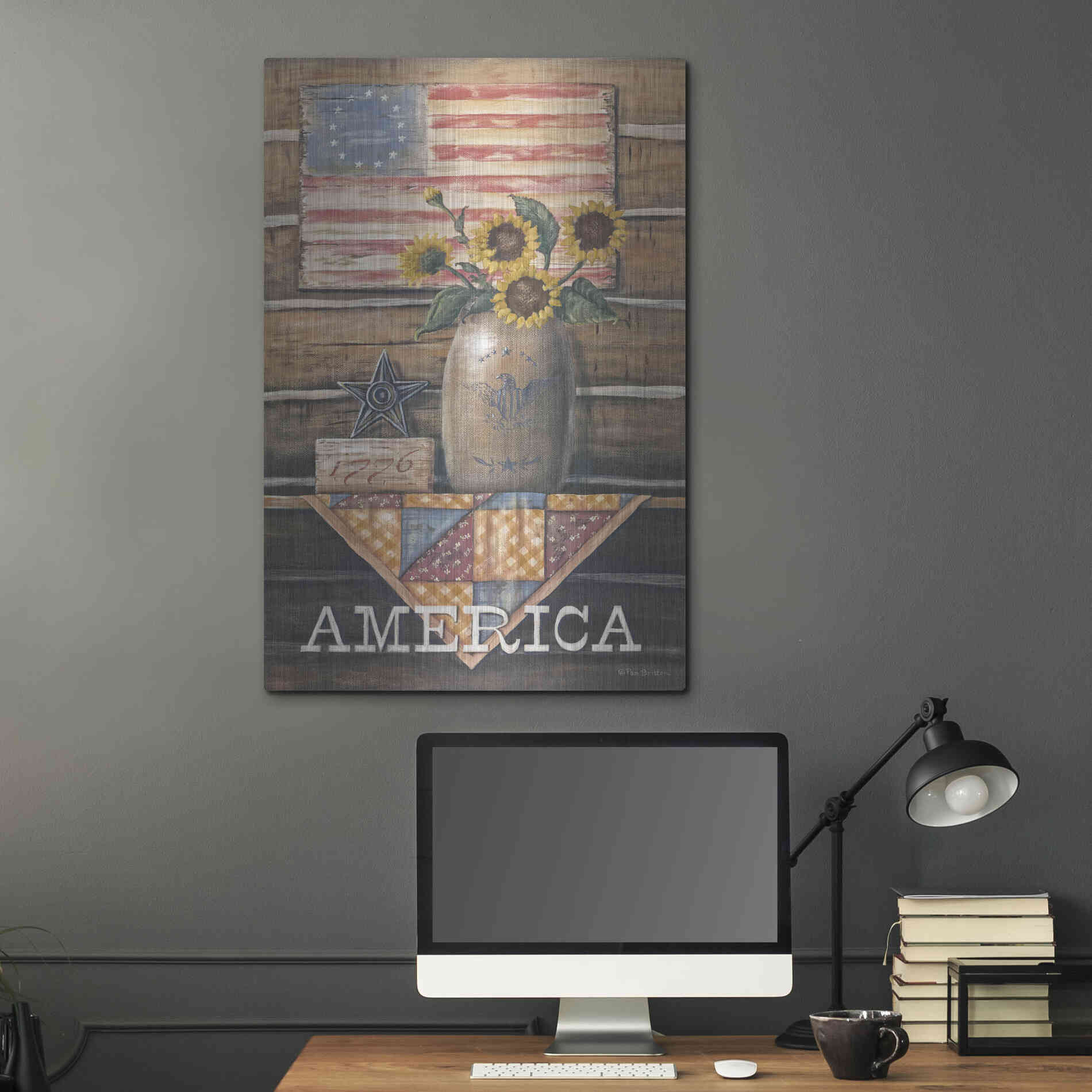 Luxe Metal Art 'Rustic America' by Pam Britton, Metal Wall Art,24x36
