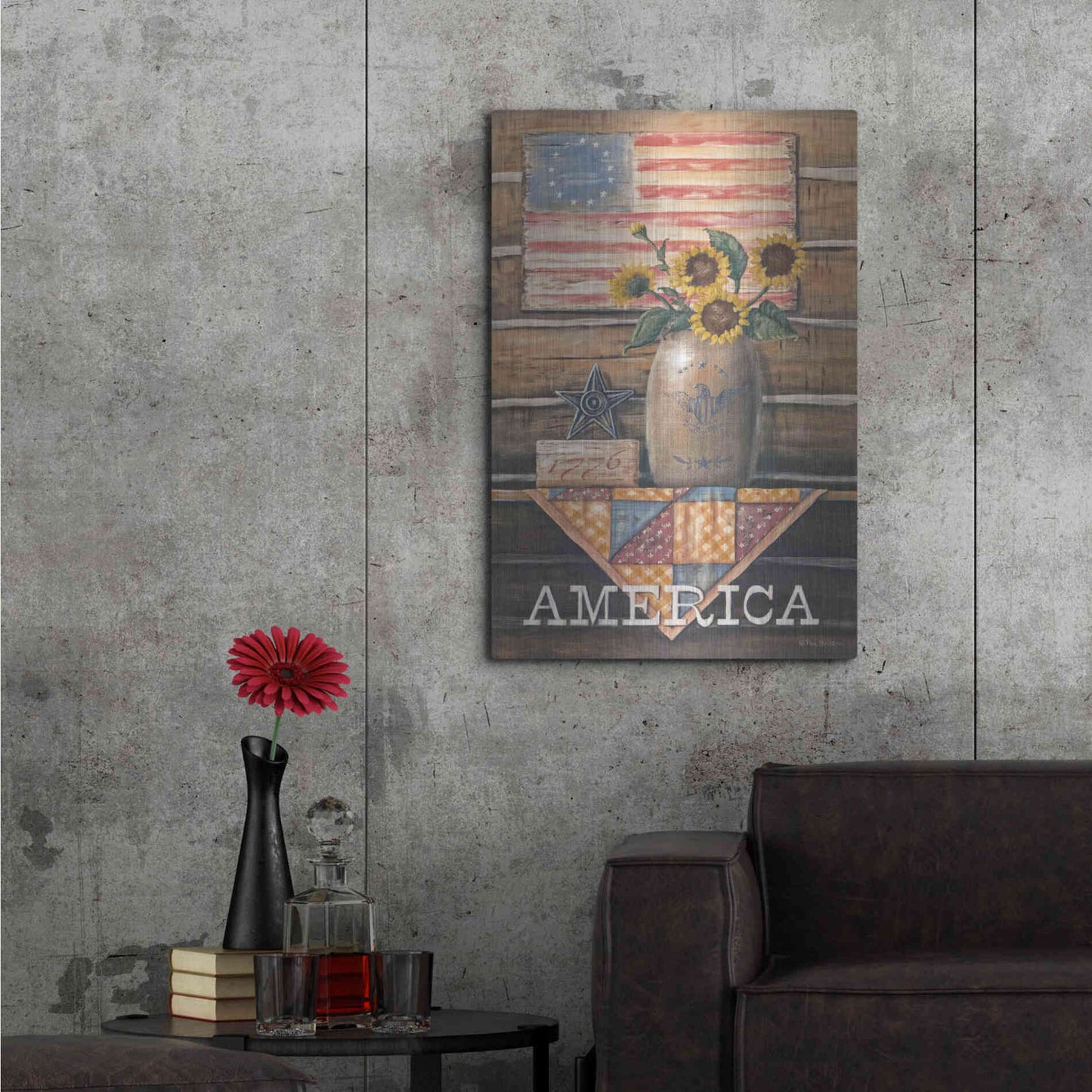 Luxe Metal Art 'Rustic America' by Pam Britton, Metal Wall Art,24x36