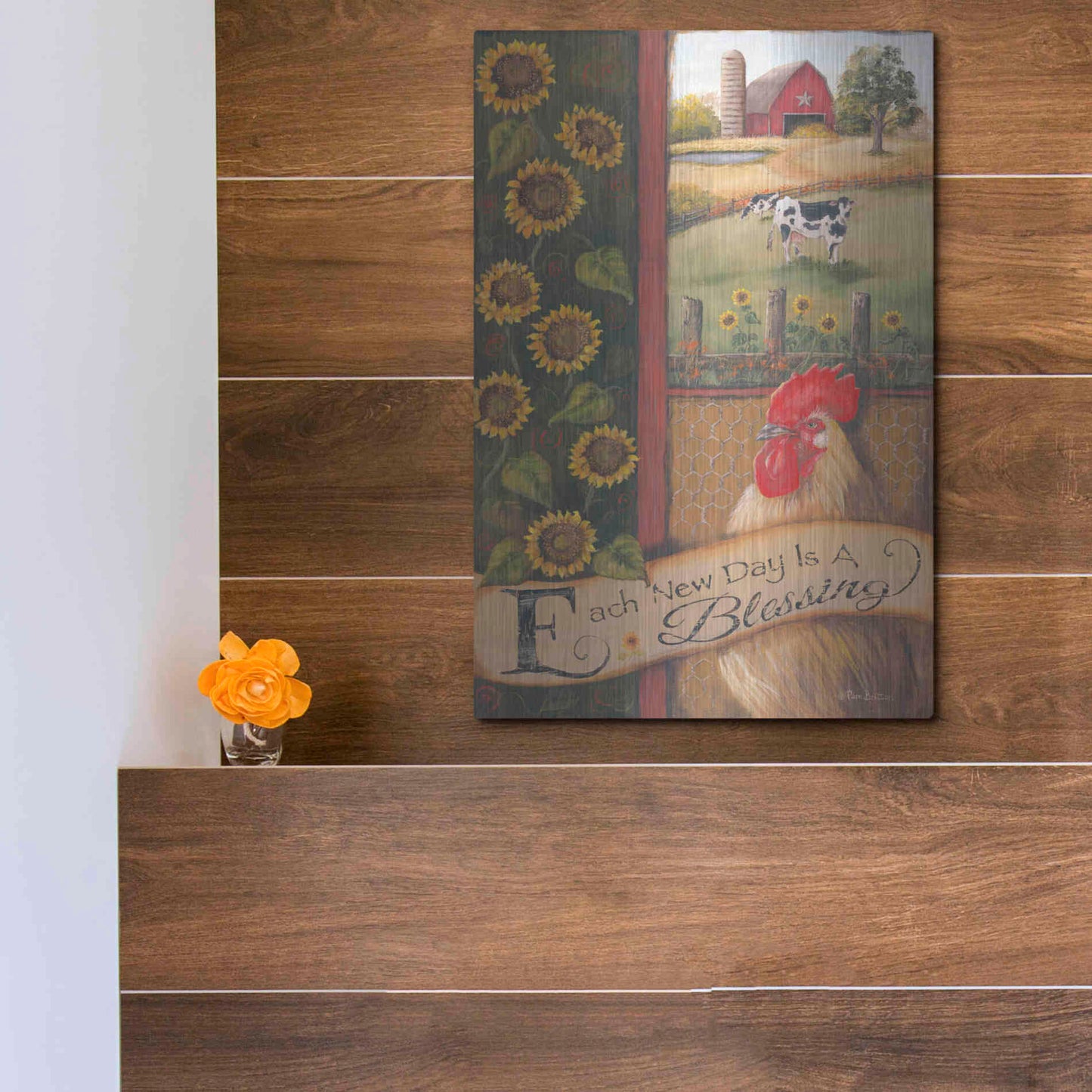 Luxe Metal Art 'Each New Day' by Pam Britton, Metal Wall Art,12x16