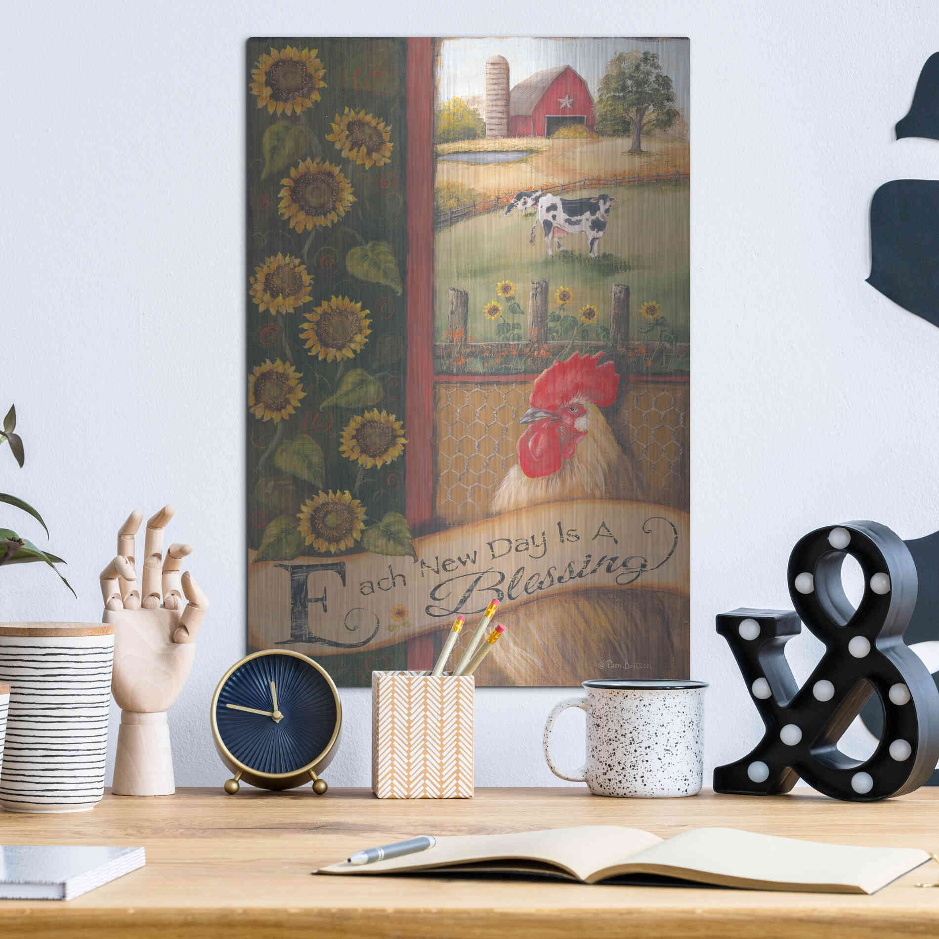 Luxe Metal Art 'Each New Day' by Pam Britton, Metal Wall Art,12x16