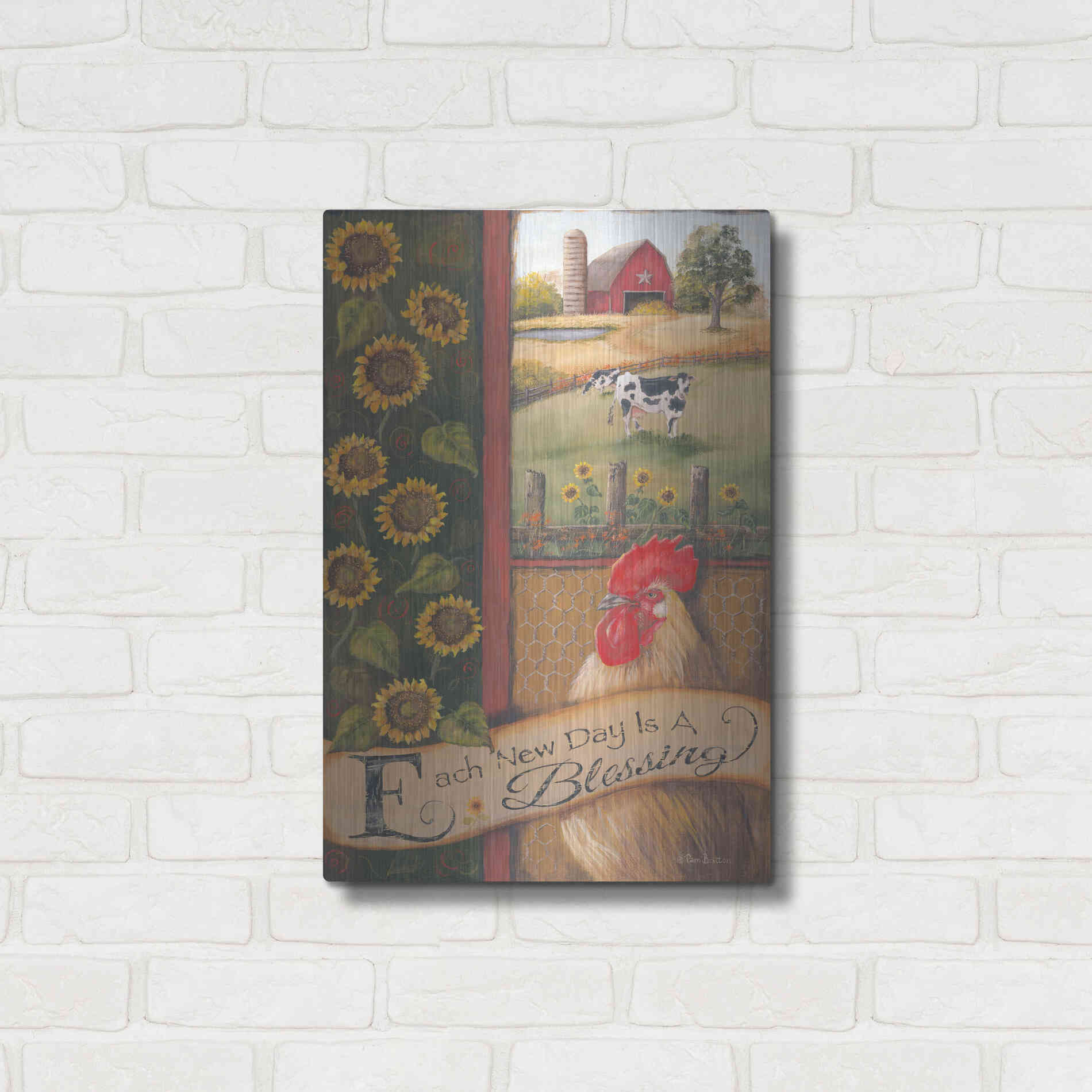 Luxe Metal Art 'Each New Day' by Pam Britton, Metal Wall Art,16x24