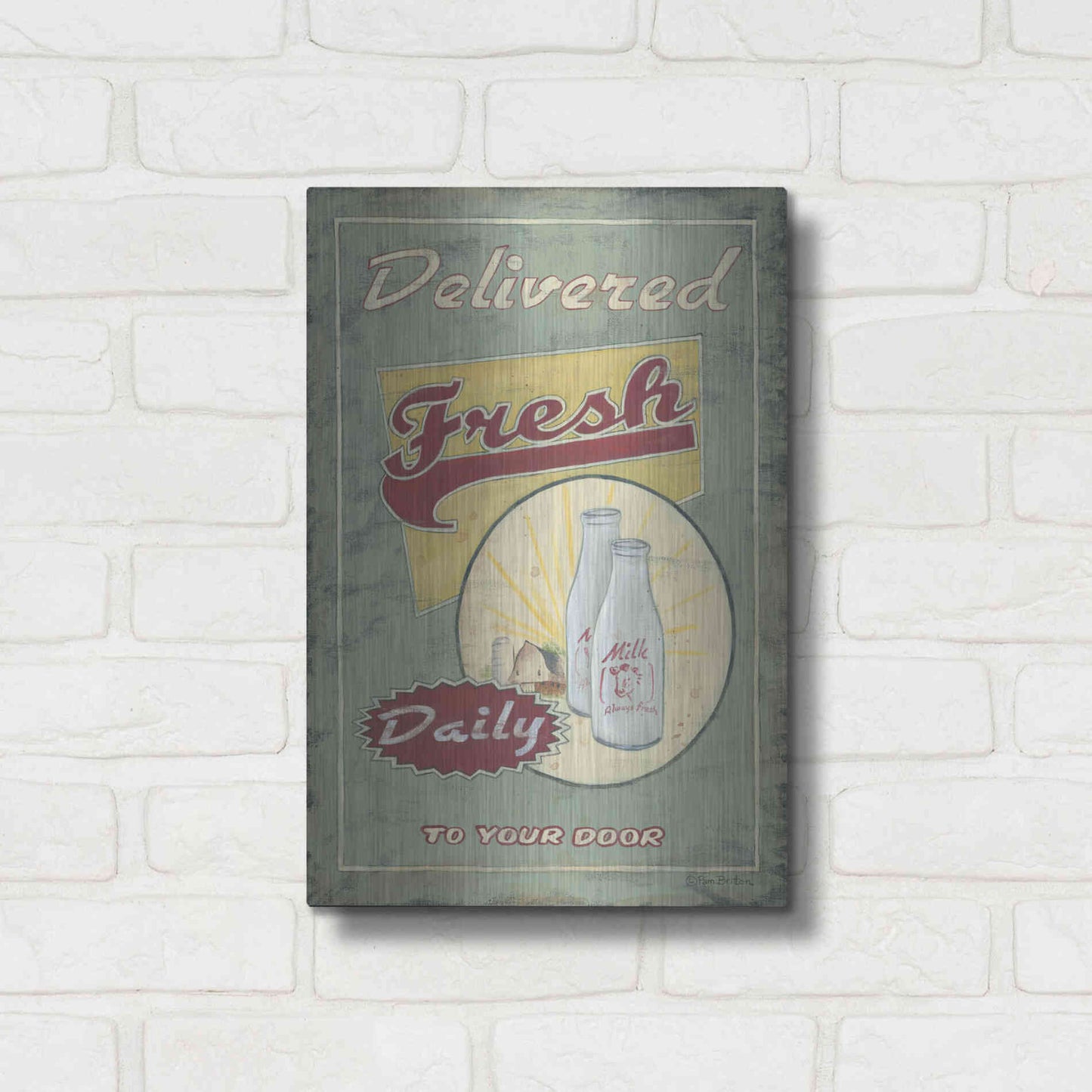 Luxe Metal Art 'Milk Delivered' by Pam Britton, Metal Wall Art,12x16