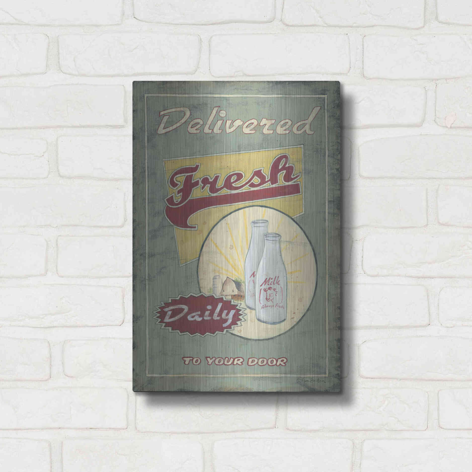 Luxe Metal Art 'Milk Delivered' by Pam Britton, Metal Wall Art,12x16