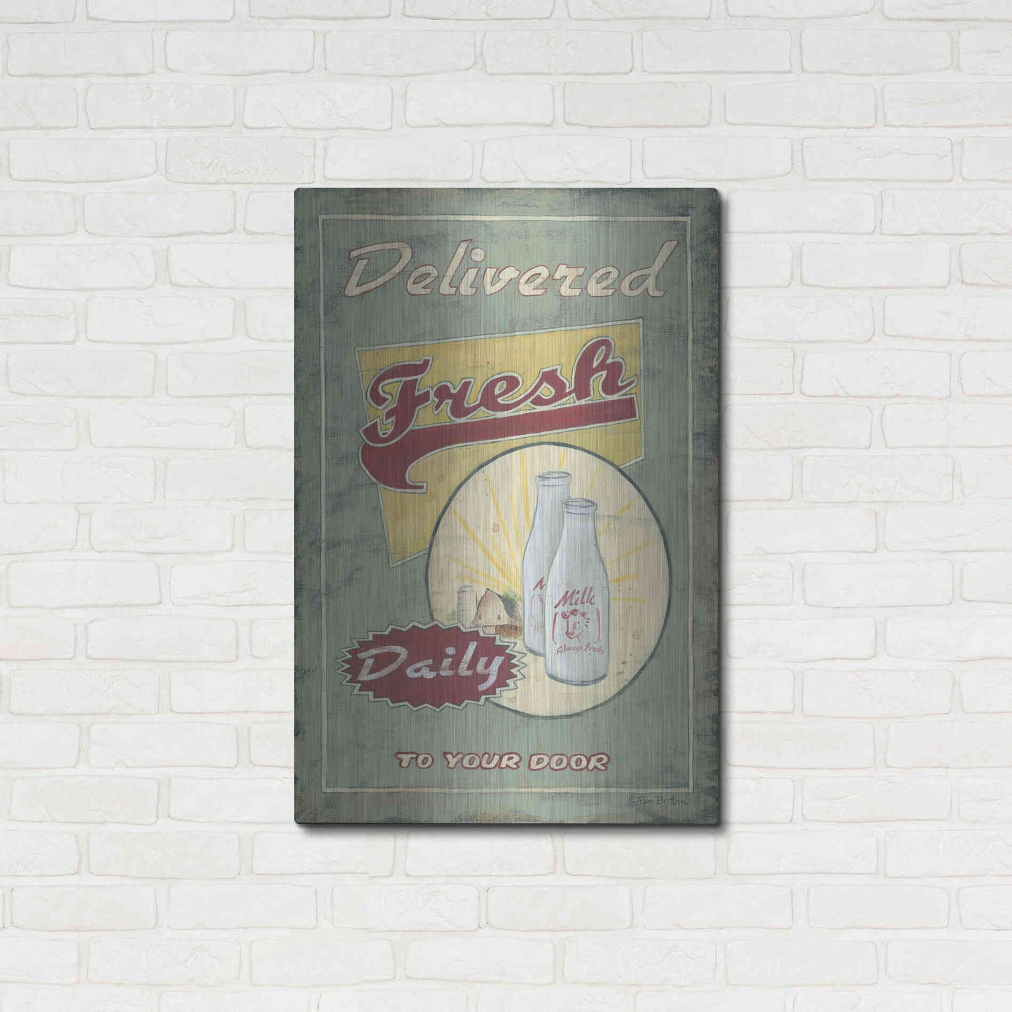 Luxe Metal Art 'Milk Delivered' by Pam Britton, Metal Wall Art,24x36