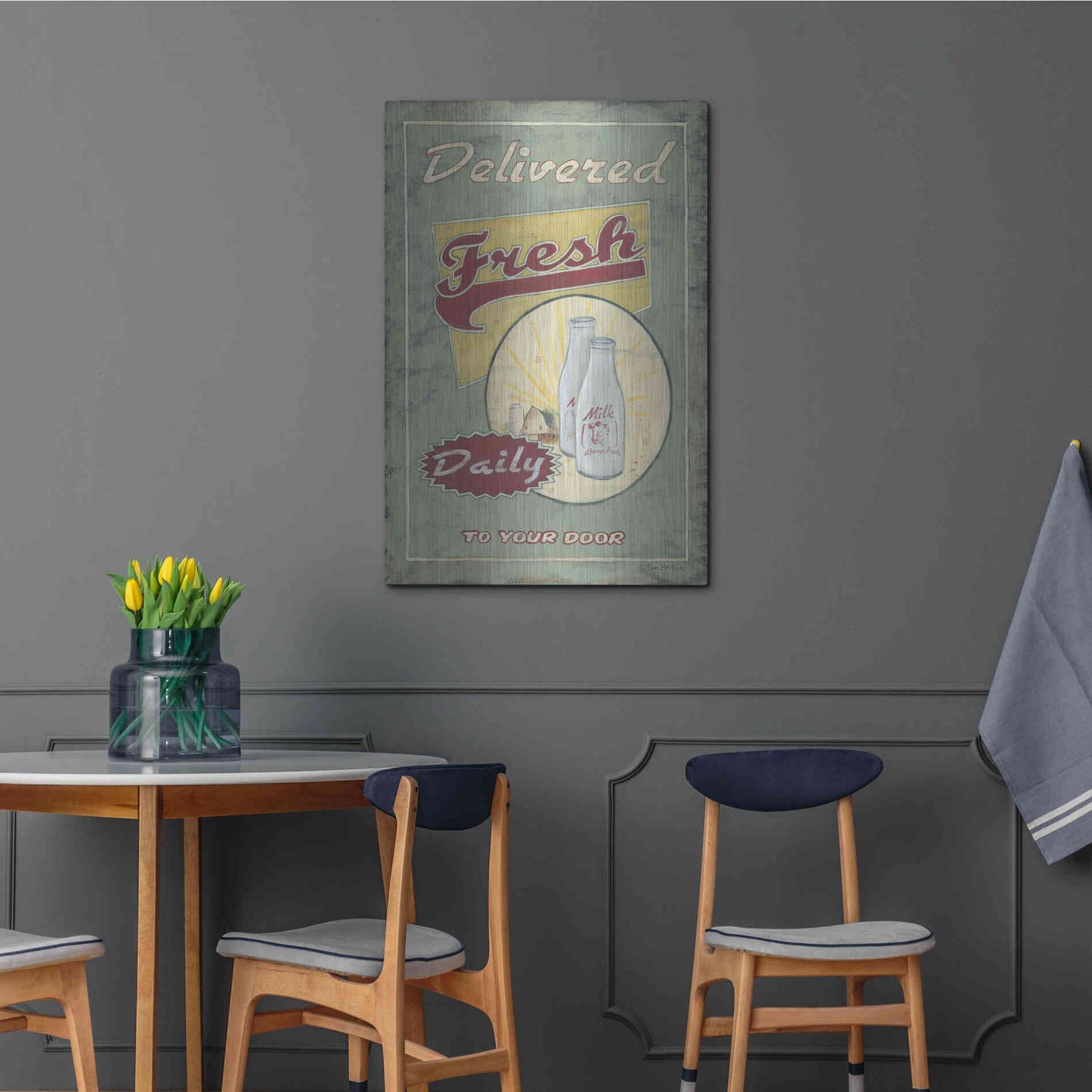 Luxe Metal Art 'Milk Delivered' by Pam Britton, Metal Wall Art,24x36