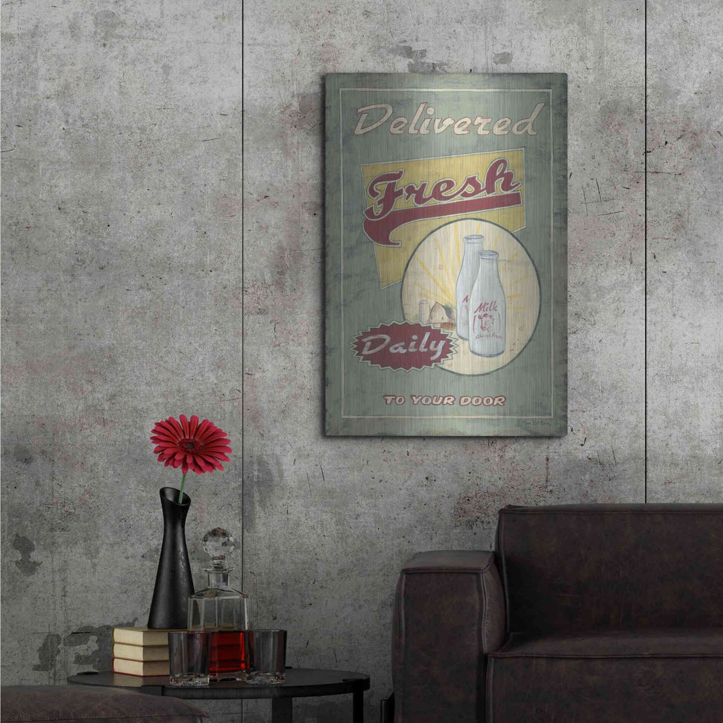 Luxe Metal Art 'Milk Delivered' by Pam Britton, Metal Wall Art,24x36