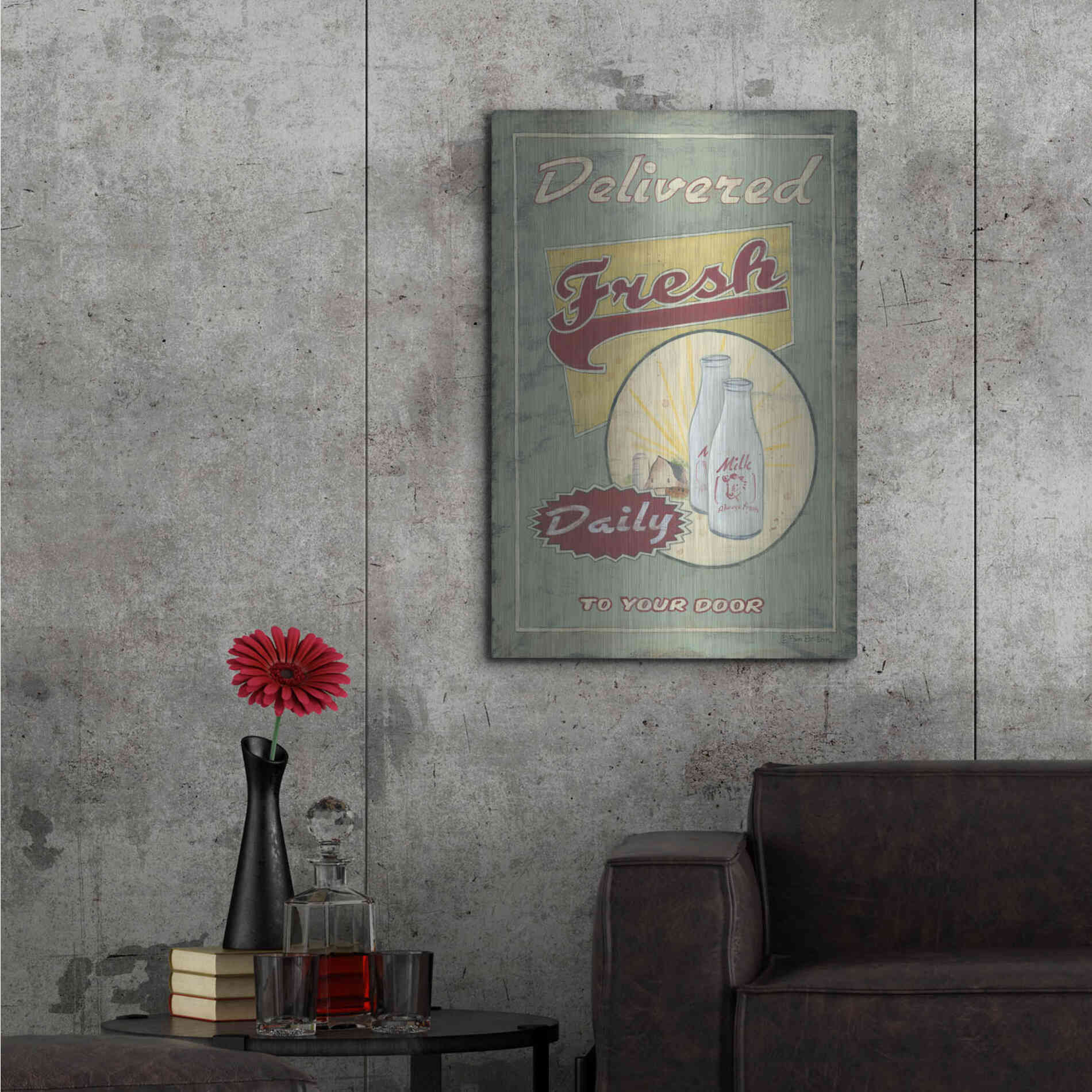 Luxe Metal Art 'Milk Delivered' by Pam Britton, Metal Wall Art,24x36