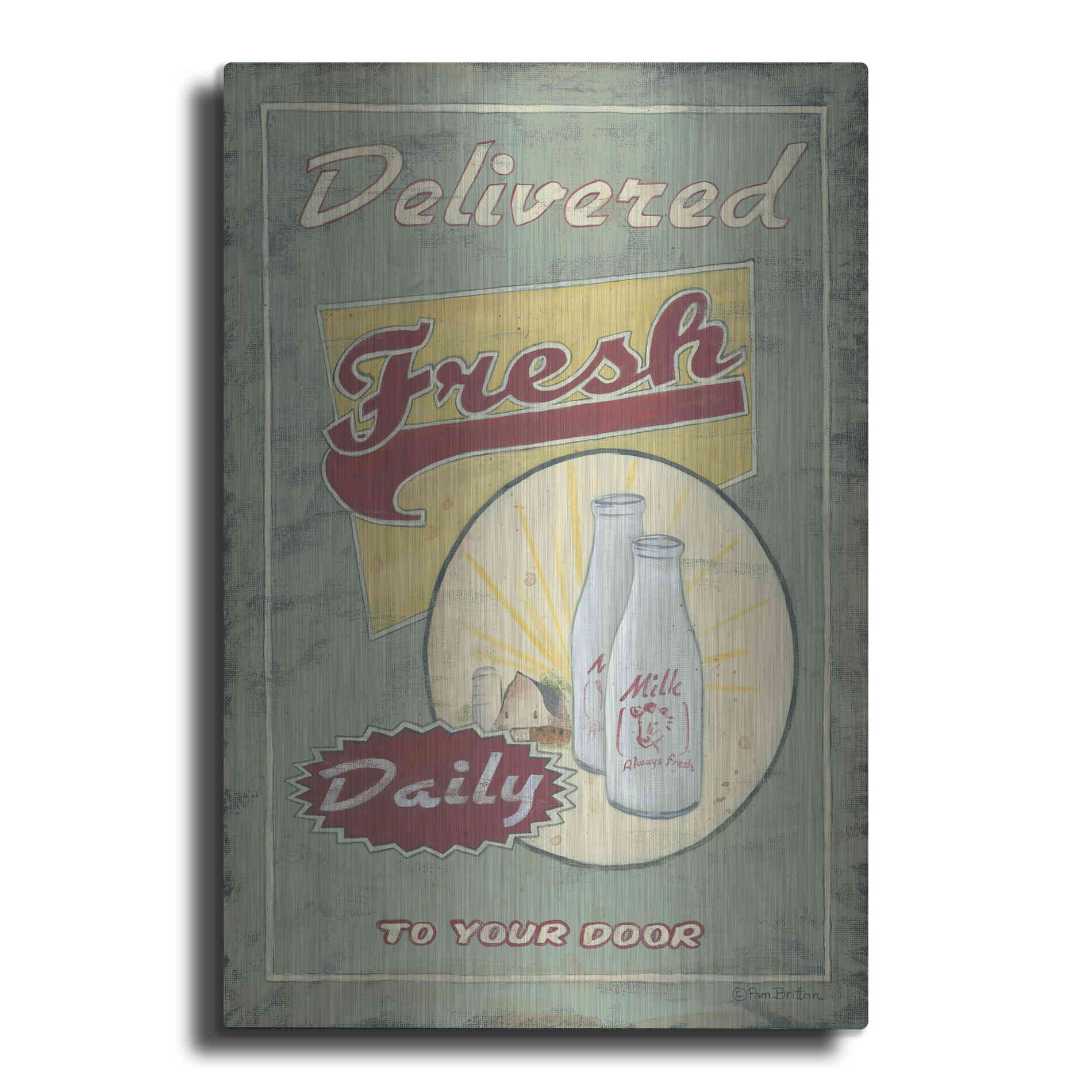 Luxe Metal Art 'Milk Delivered' by Pam Britton, Metal Wall Art
