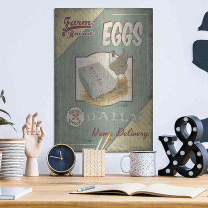 Luxe Metal Art 'Farm Raised Eggs' by Pam Britton, Metal Wall Art,12x16