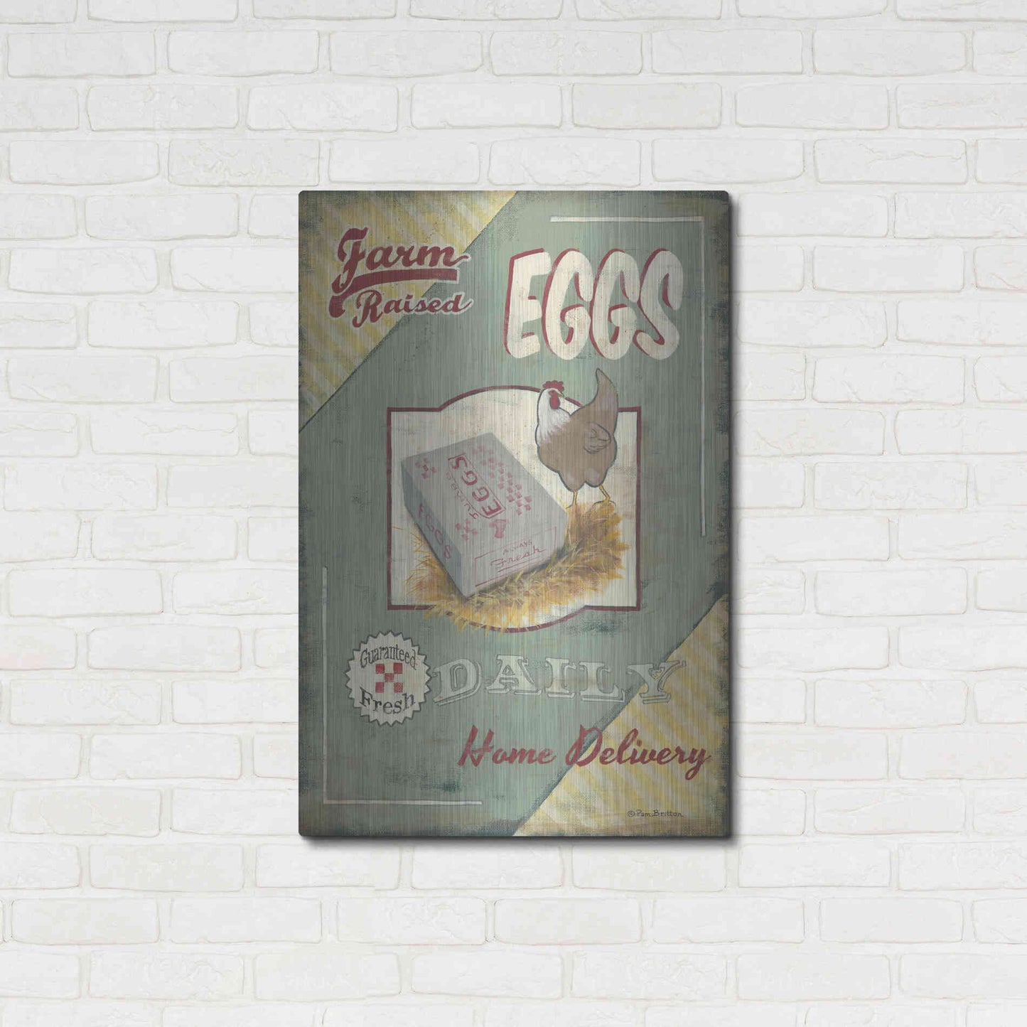 Luxe Metal Art 'Farm Raised Eggs' by Pam Britton, Metal Wall Art,24x36