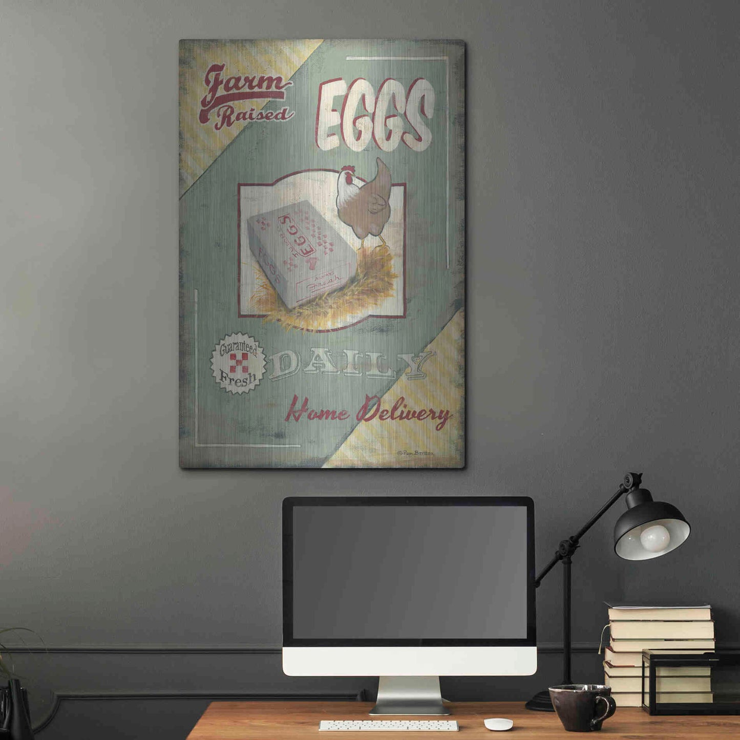 Luxe Metal Art 'Farm Raised Eggs' by Pam Britton, Metal Wall Art,24x36