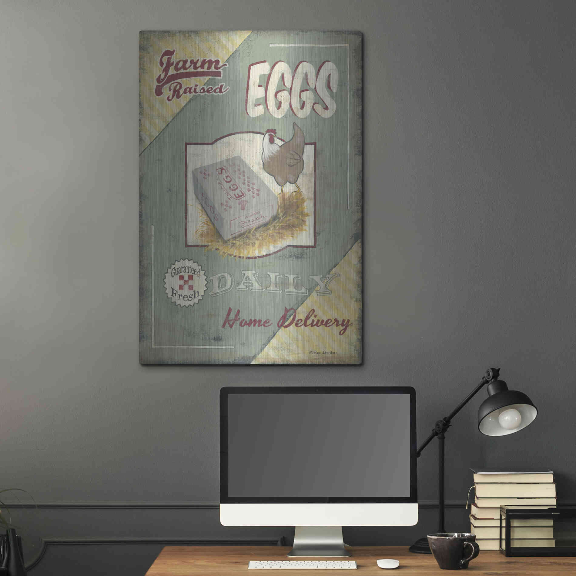 Luxe Metal Art 'Farm Raised Eggs' by Pam Britton, Metal Wall Art,24x36