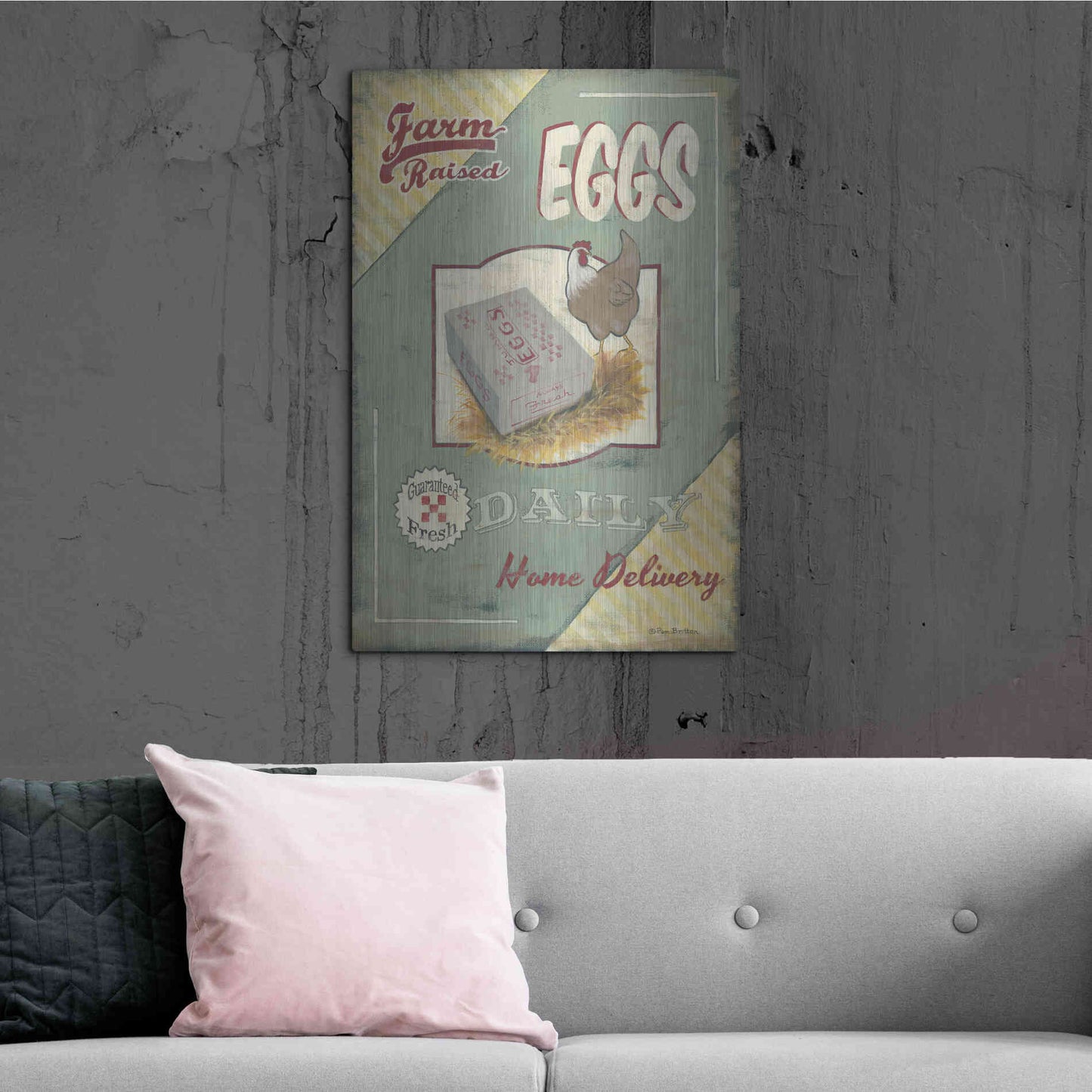 Luxe Metal Art 'Farm Raised Eggs' by Pam Britton, Metal Wall Art,24x36