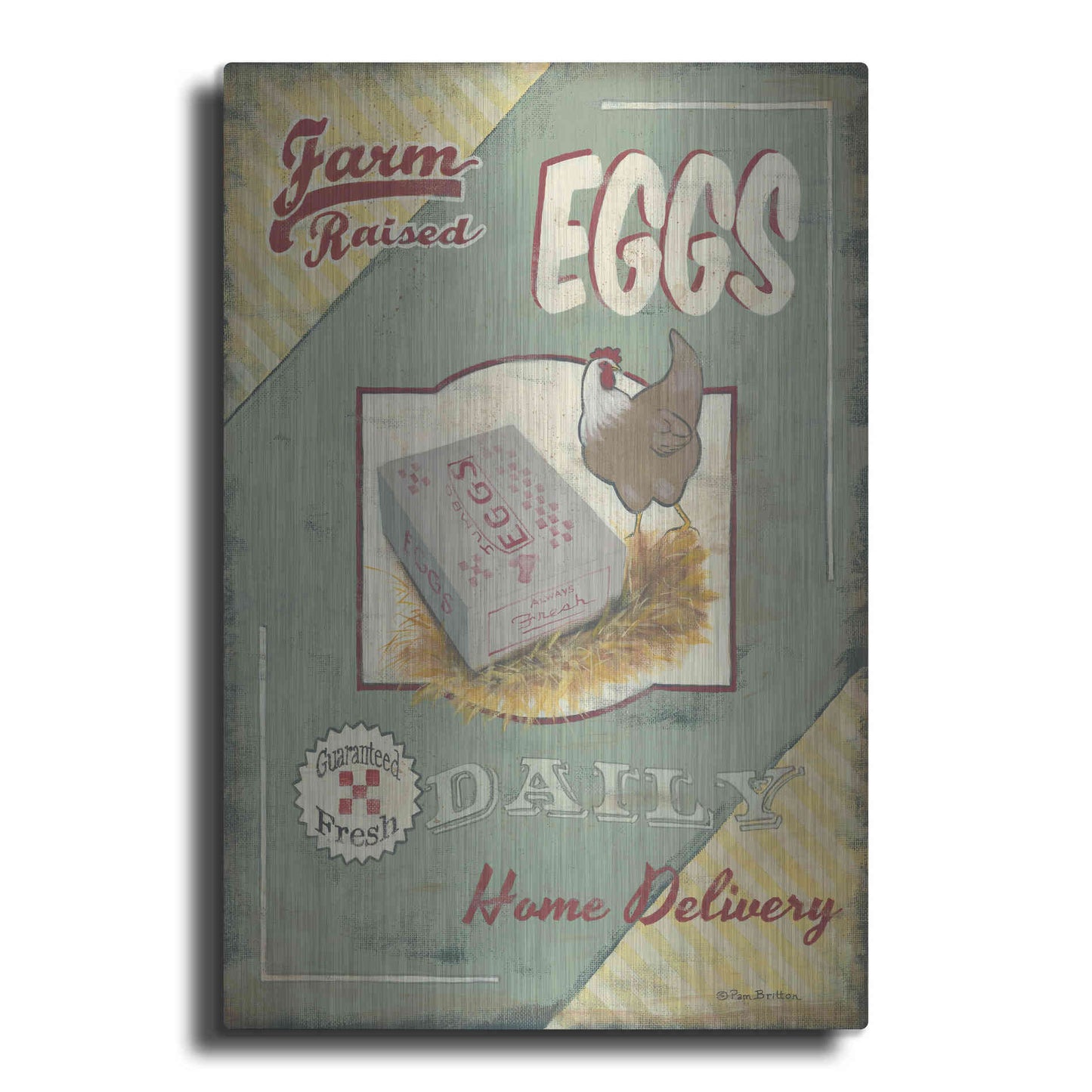 Luxe Metal Art 'Farm Raised Eggs' by Pam Britton, Metal Wall Art