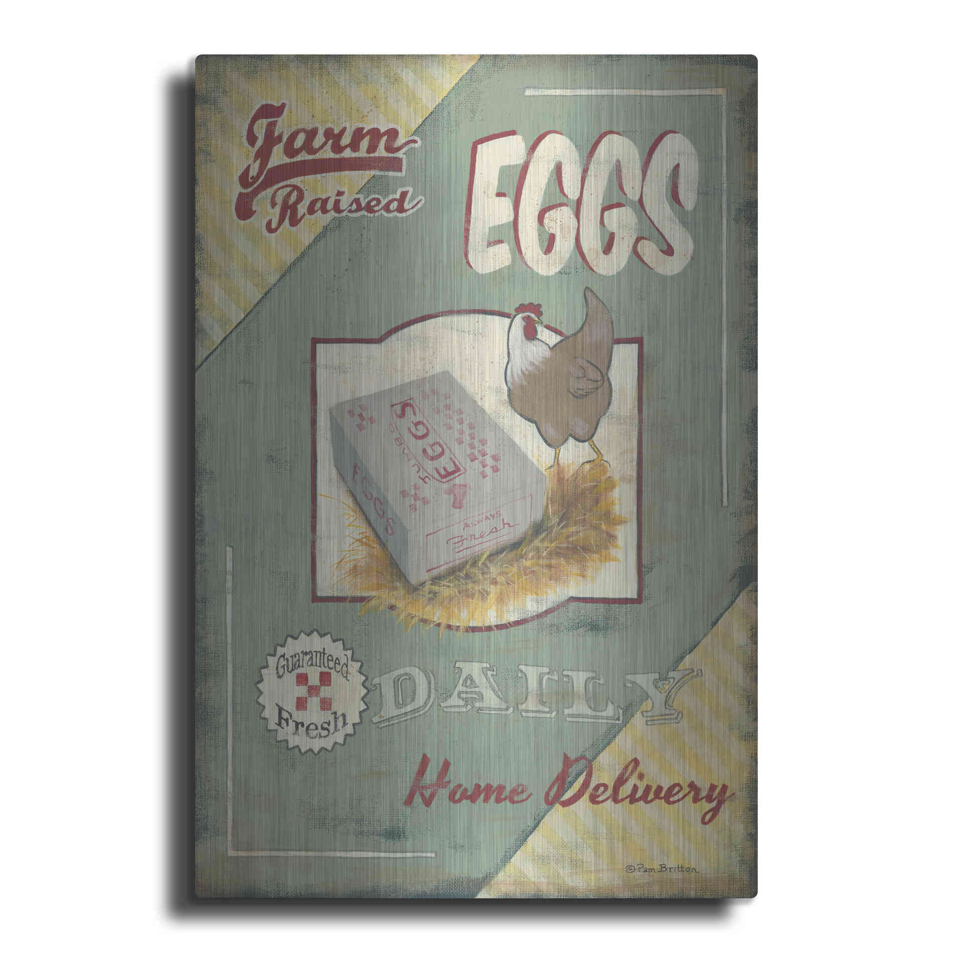 Luxe Metal Art 'Farm Raised Eggs' by Pam Britton, Metal Wall Art