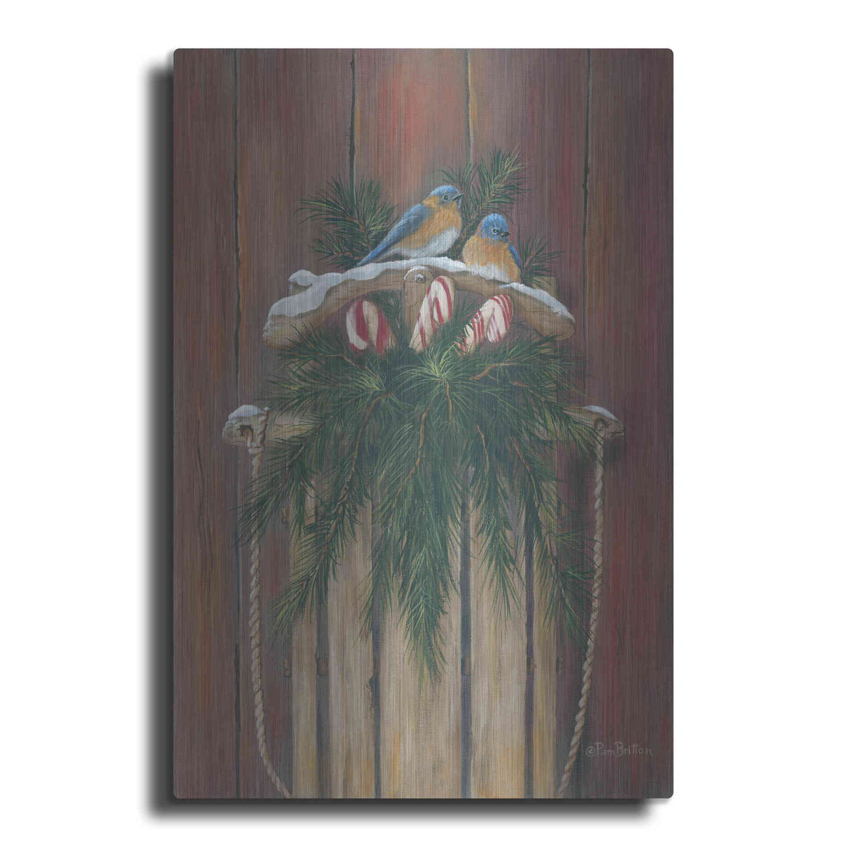 Luxe Metal Art 'Bluebirds & Sled' by Pam Britton, Metal Wall Art