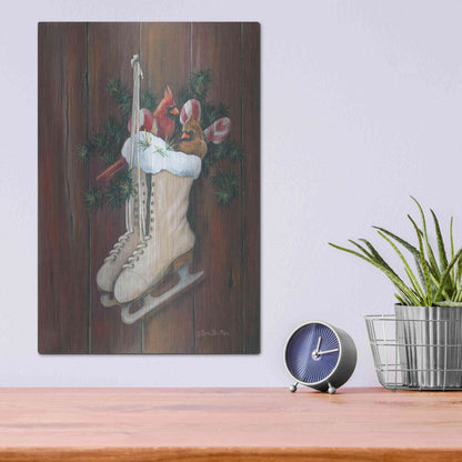 Luxe Metal Art 'Cardinals & Skates' by Pam Britton, Metal Wall Art,12x16
