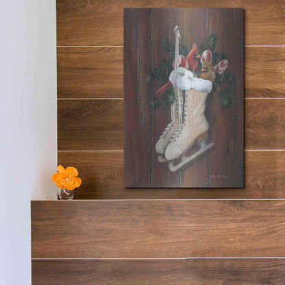 Luxe Metal Art 'Cardinals & Skates' by Pam Britton, Metal Wall Art,12x16
