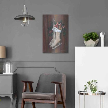 Luxe Metal Art 'Cardinals & Skates' by Pam Britton, Metal Wall Art,16x24