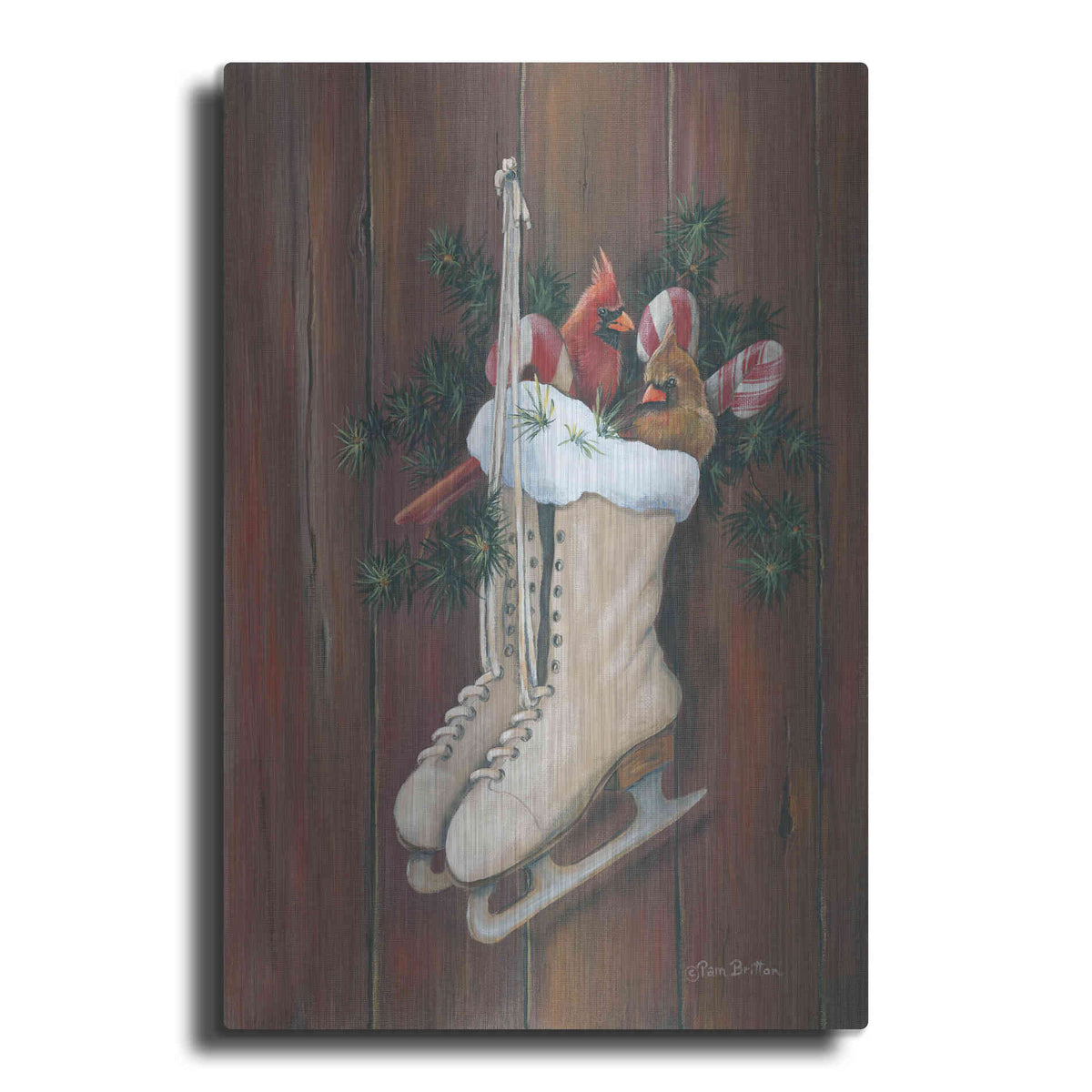 Luxe Metal Art 'Cardinals & Skates' by Pam Britton, Metal Wall Art