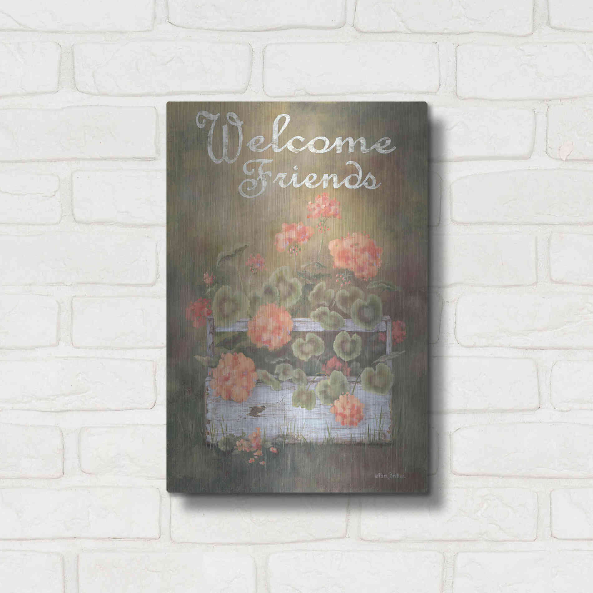 Luxe Metal Art 'Spring Geraniums' by Pam Britton, Metal Wall Art,12x16