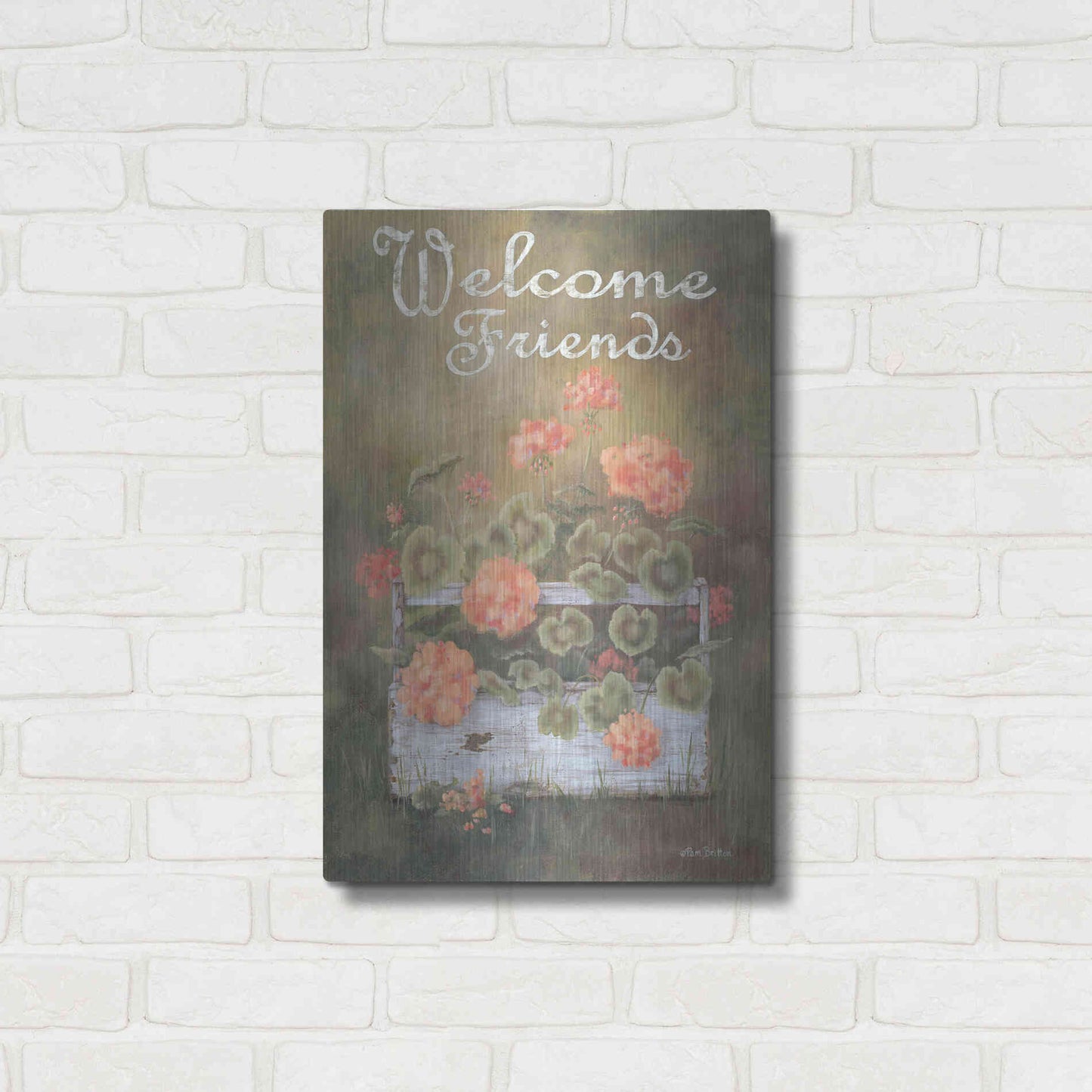 Luxe Metal Art 'Spring Geraniums' by Pam Britton, Metal Wall Art,16x24