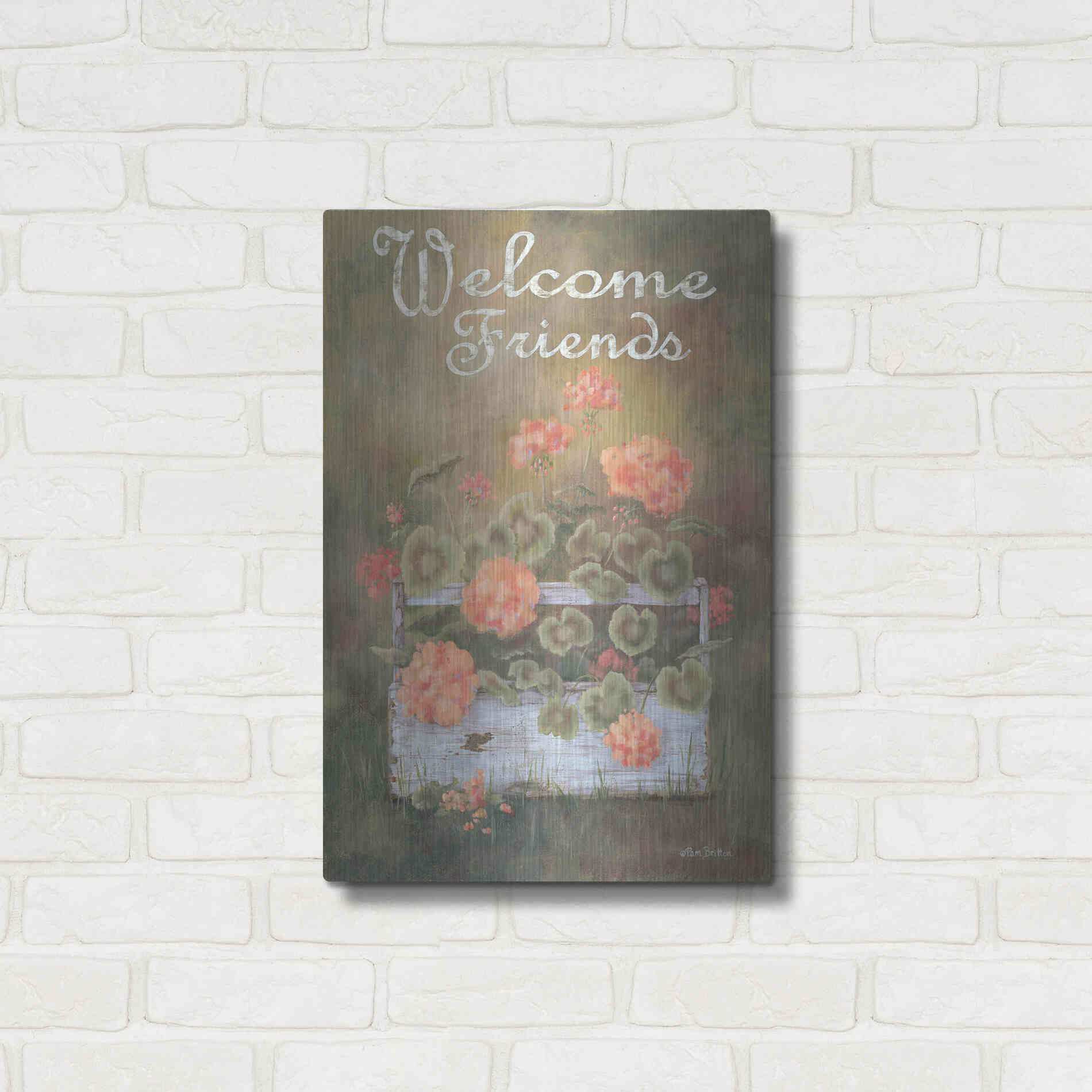 Luxe Metal Art 'Spring Geraniums' by Pam Britton, Metal Wall Art,16x24