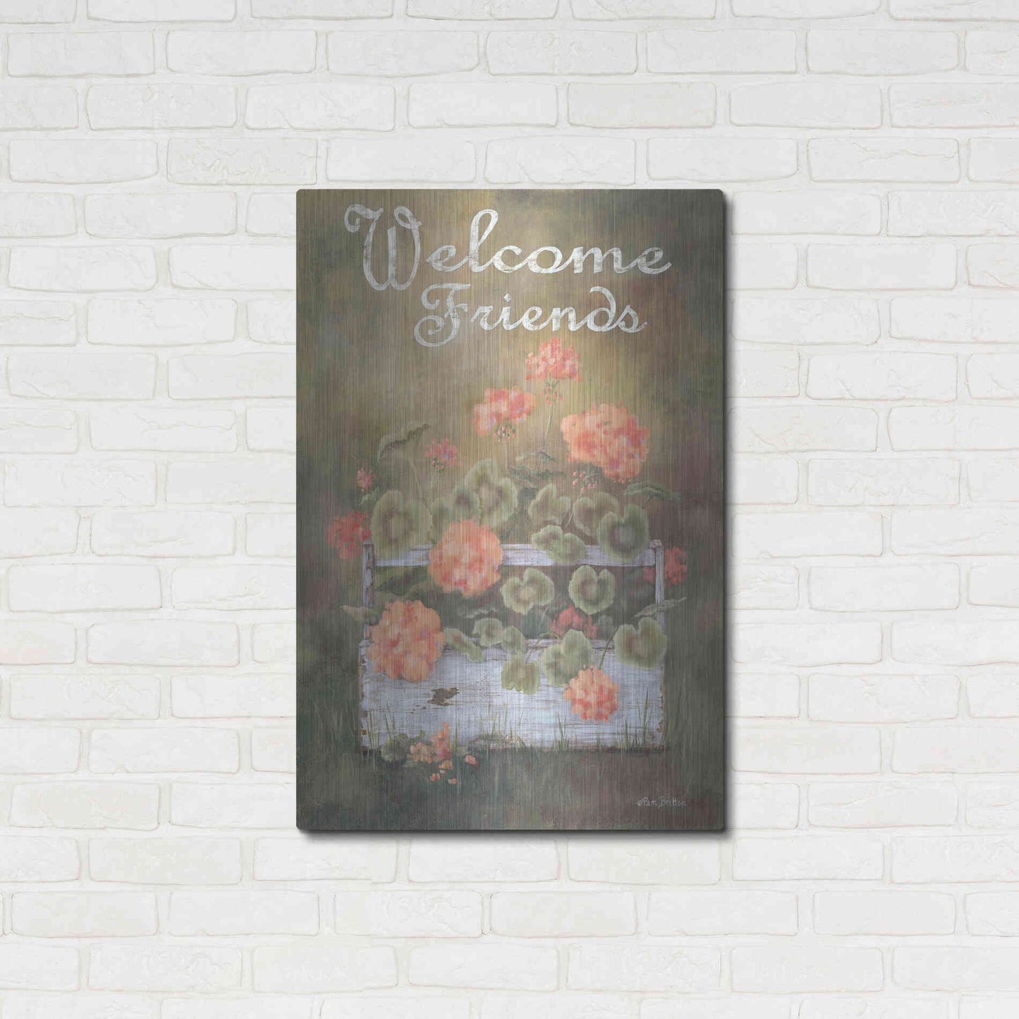 Luxe Metal Art 'Spring Geraniums' by Pam Britton, Metal Wall Art,24x36