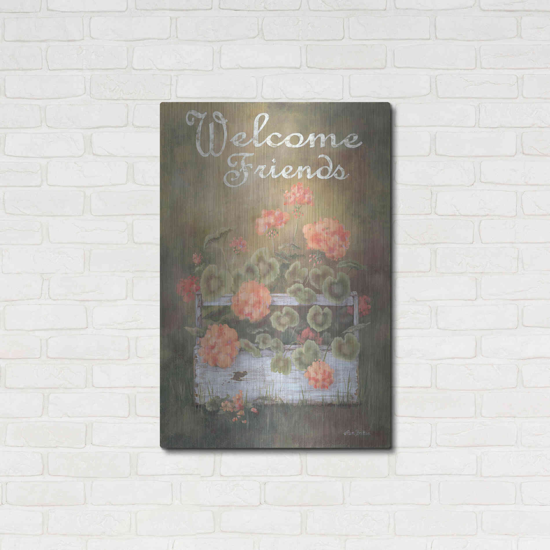 Luxe Metal Art 'Spring Geraniums' by Pam Britton, Metal Wall Art,24x36