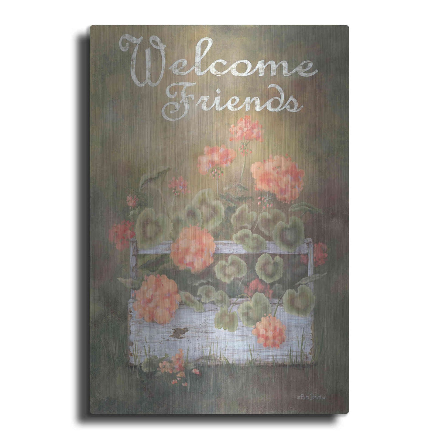 Luxe Metal Art 'Spring Geraniums' by Pam Britton, Metal Wall Art